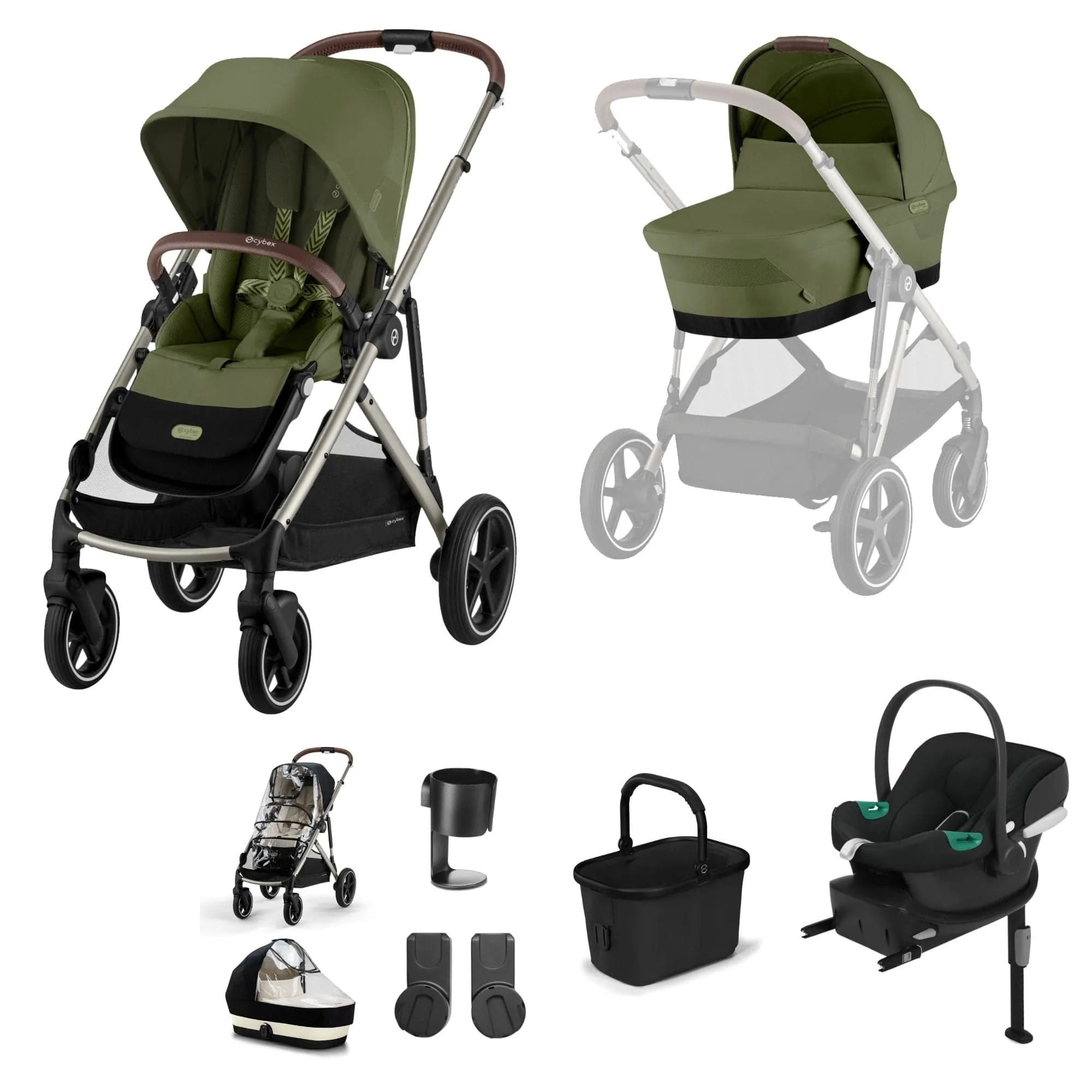 Cybex Gazelle S Comfort Bundle - Taupe/Moss Green