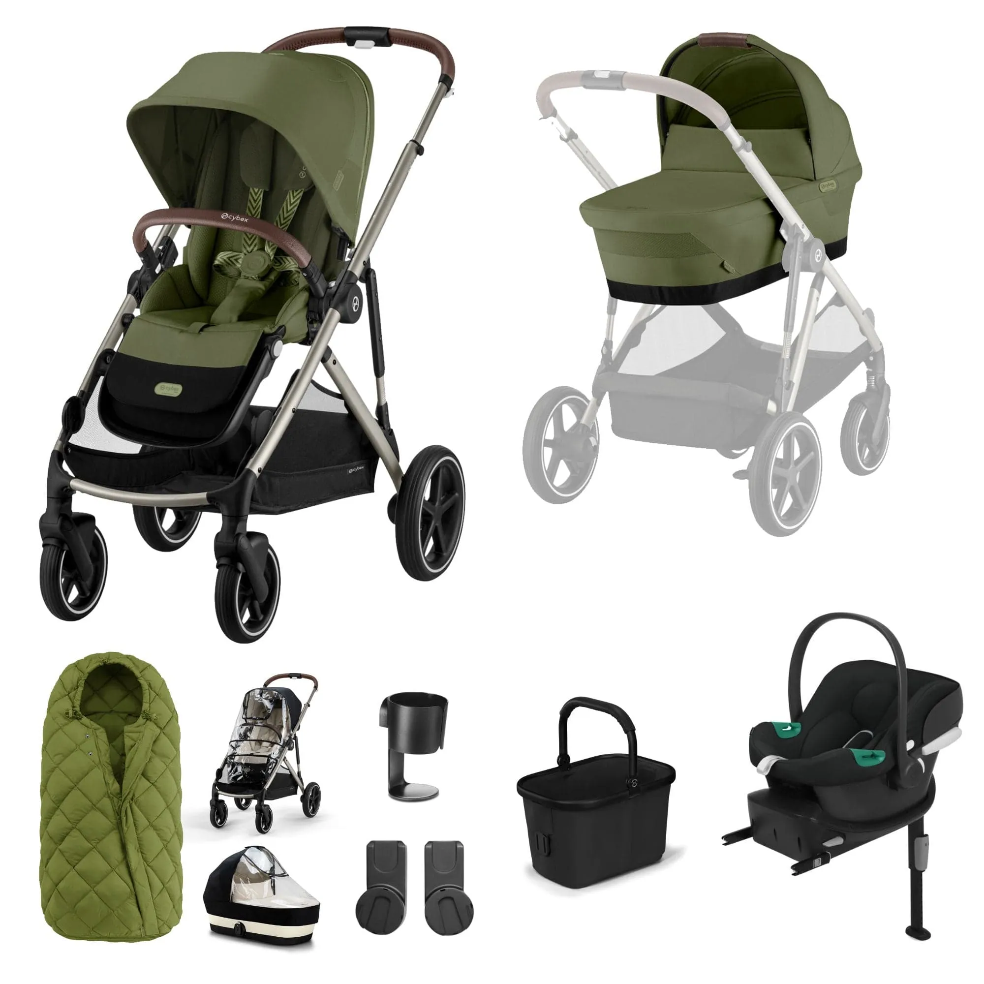 Cybex Gazelle S Comfort Bundle - Taupe/Moss Green