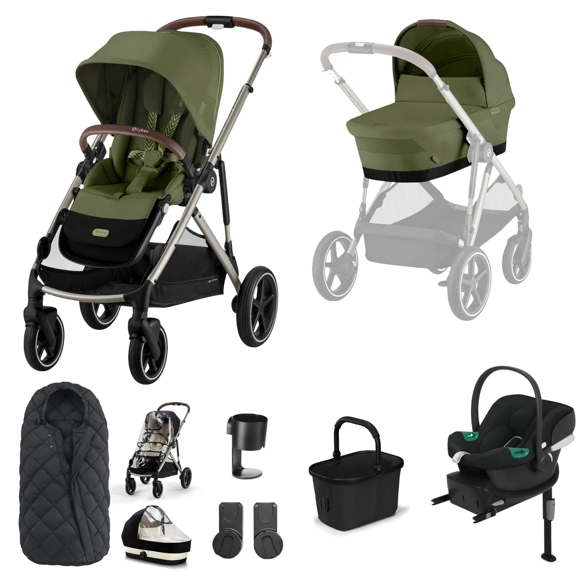 Cybex Gazelle S Comfort Bundle - Taupe/Moss Green