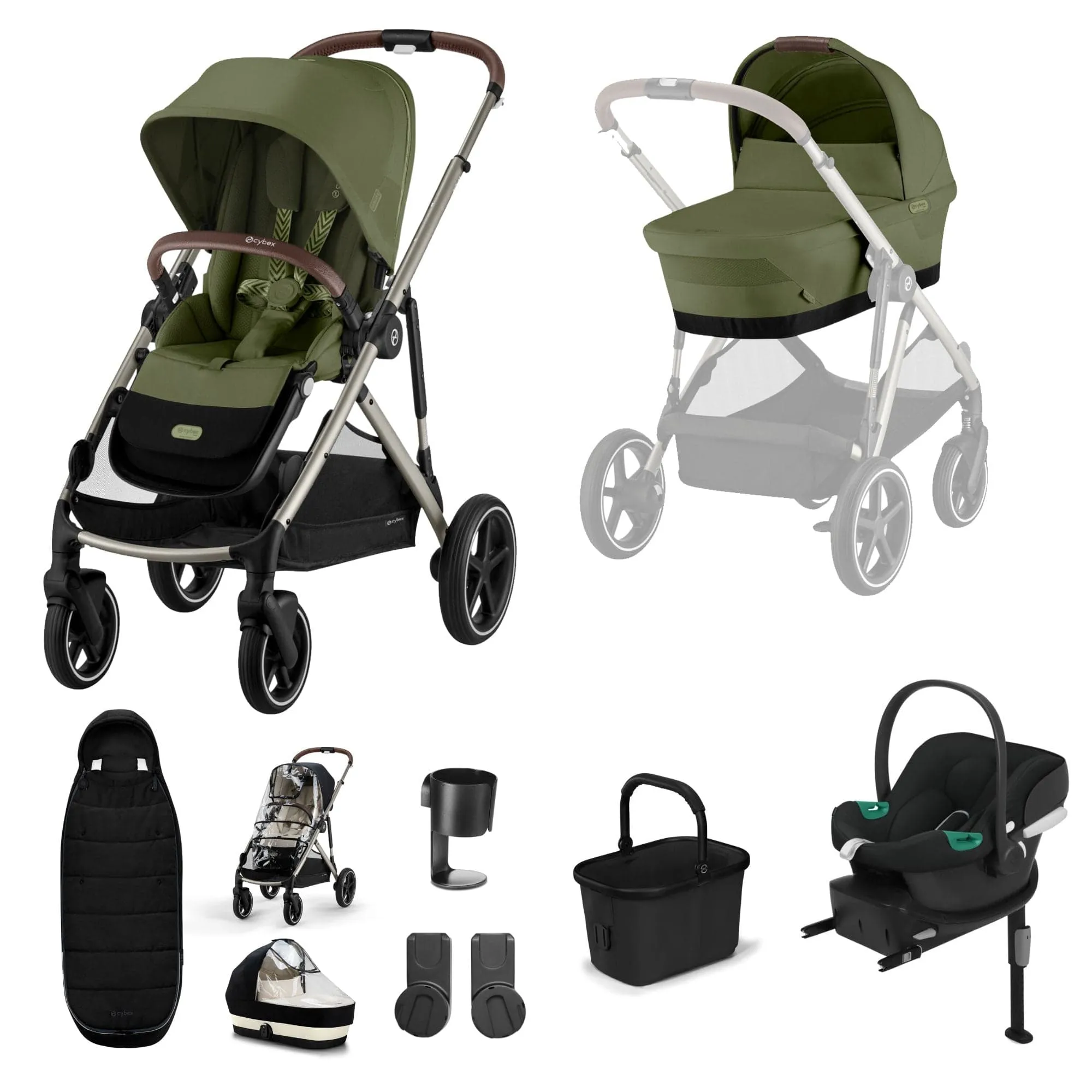 Cybex Gazelle S Comfort Bundle - Taupe/Moss Green