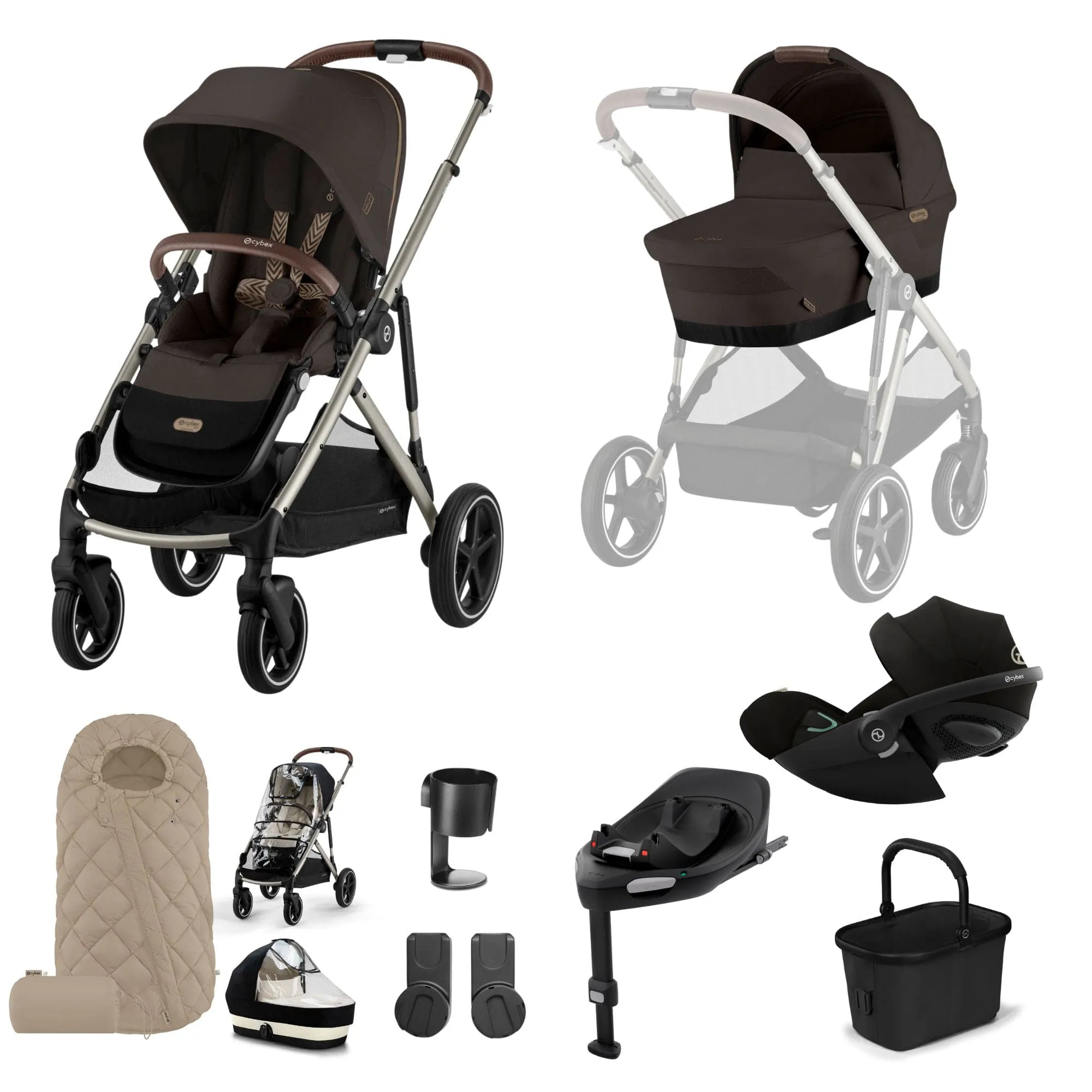 Cybex Gazelle S Luxury Bundle - Taupe/Chocolate Brown