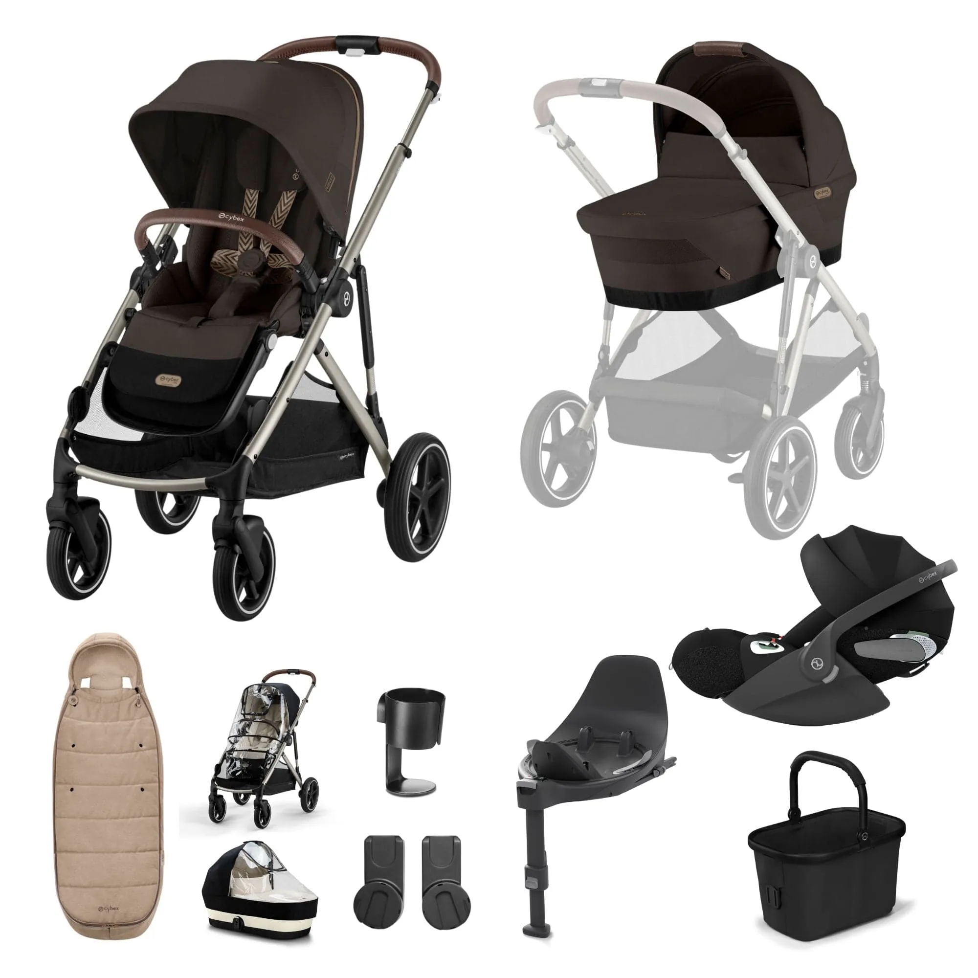 Cybex Gazelle S Luxury Bundle - Taupe/Chocolate Brown