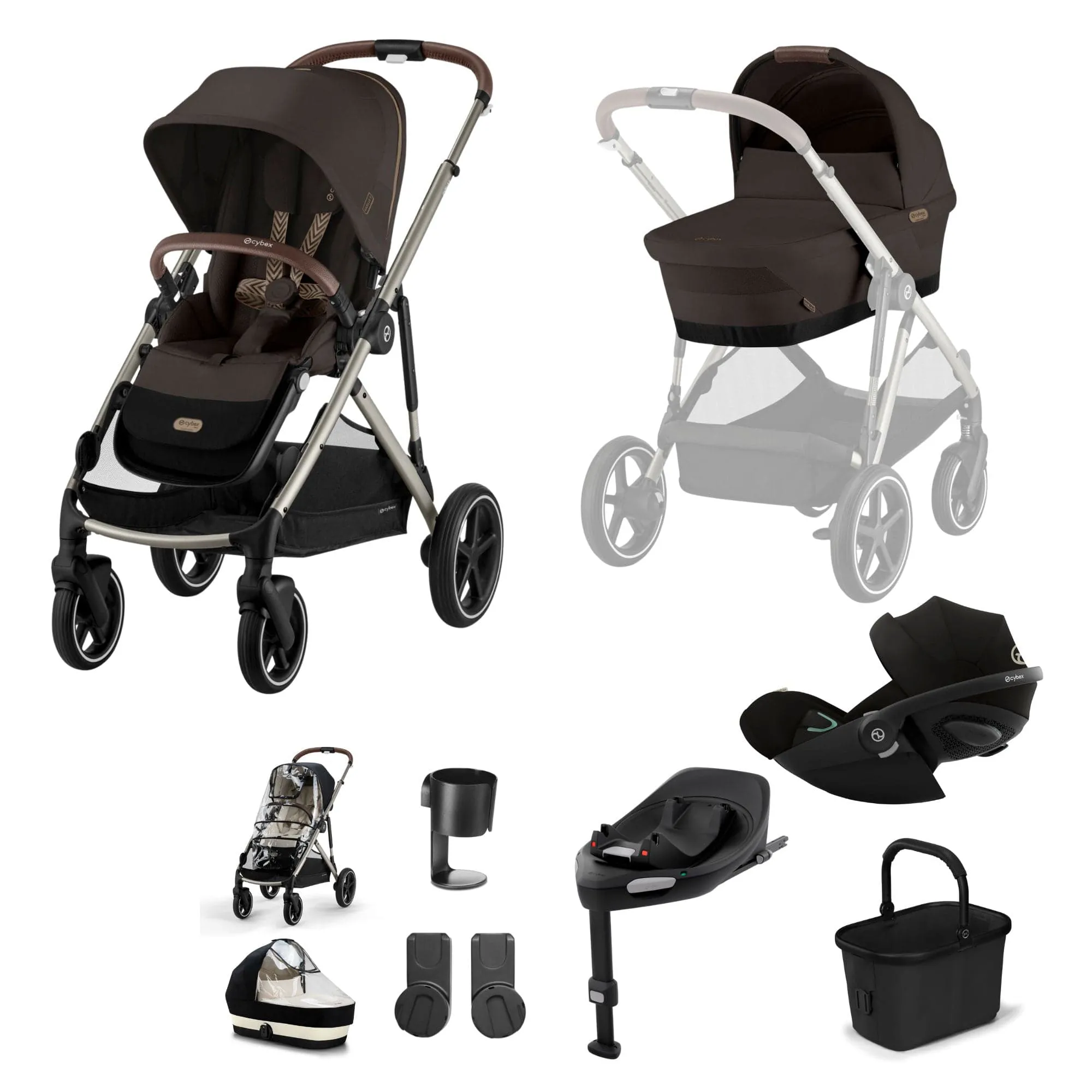 Cybex Gazelle S Luxury Bundle - Taupe/Chocolate Brown