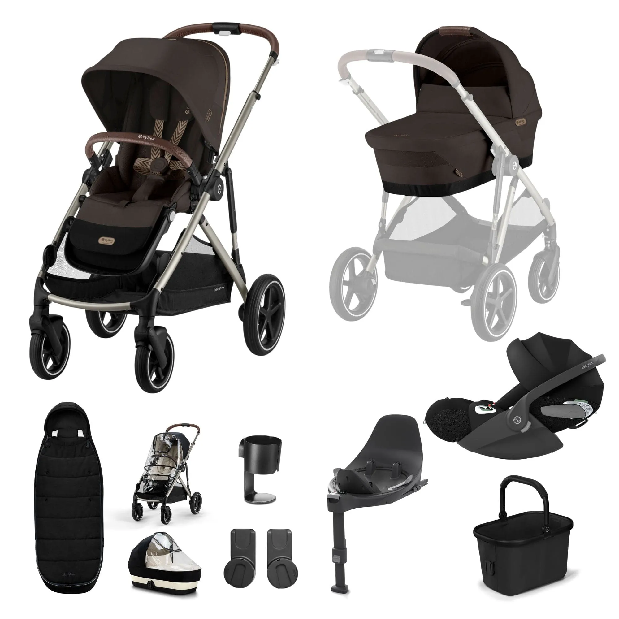 Cybex Gazelle S Luxury Bundle - Taupe/Chocolate Brown