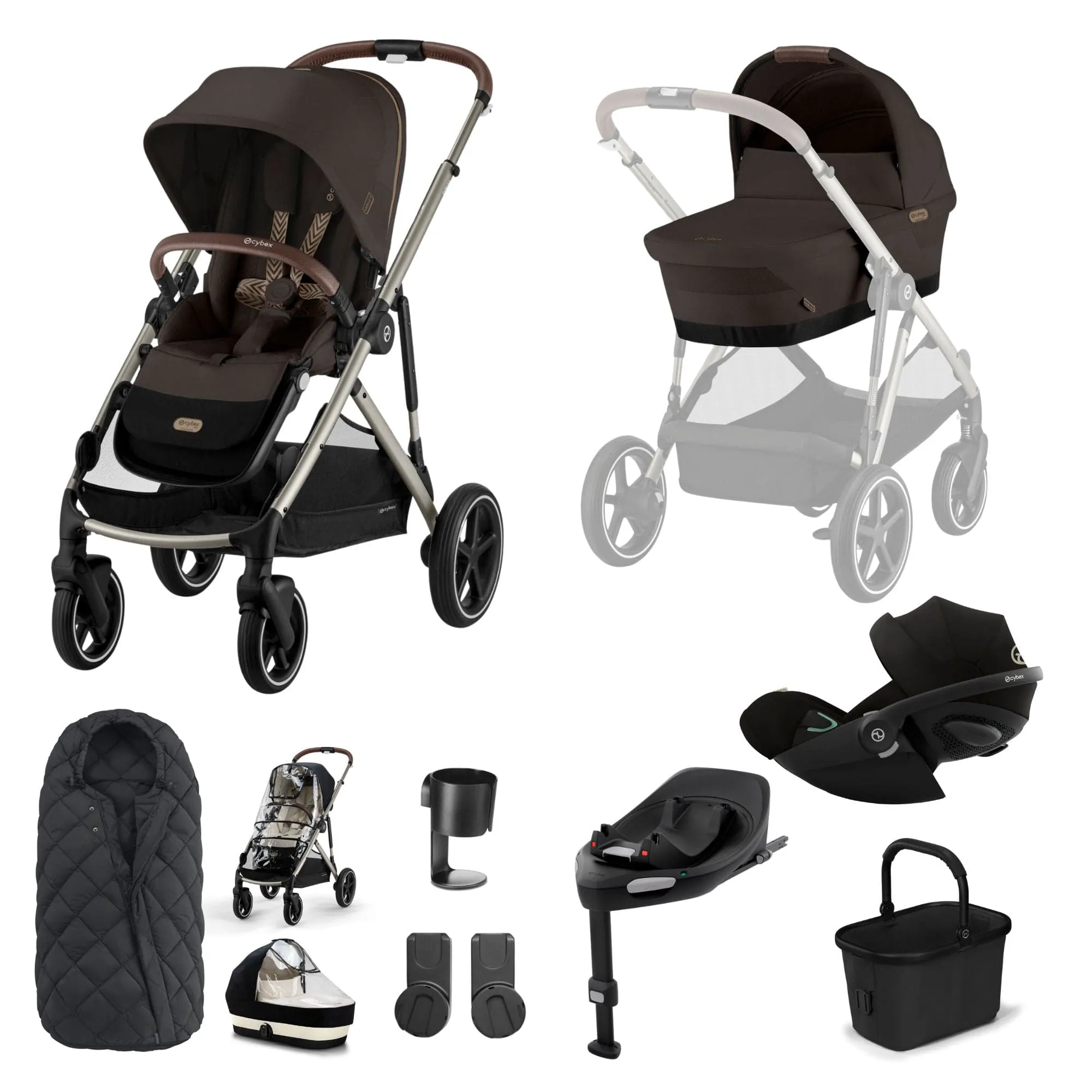 Cybex Gazelle S Luxury Bundle - Taupe/Chocolate Brown