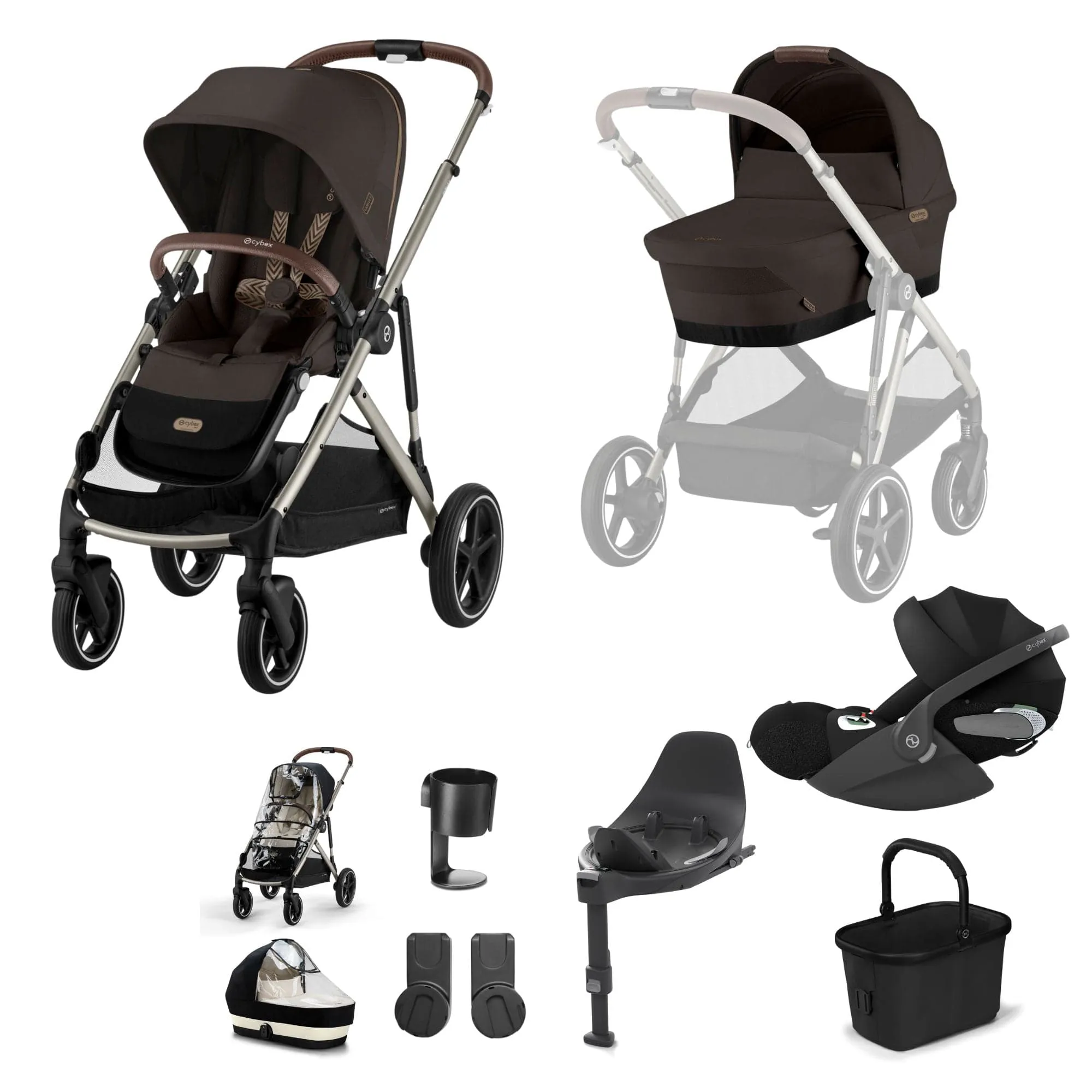 Cybex Gazelle S Luxury Bundle - Taupe/Chocolate Brown