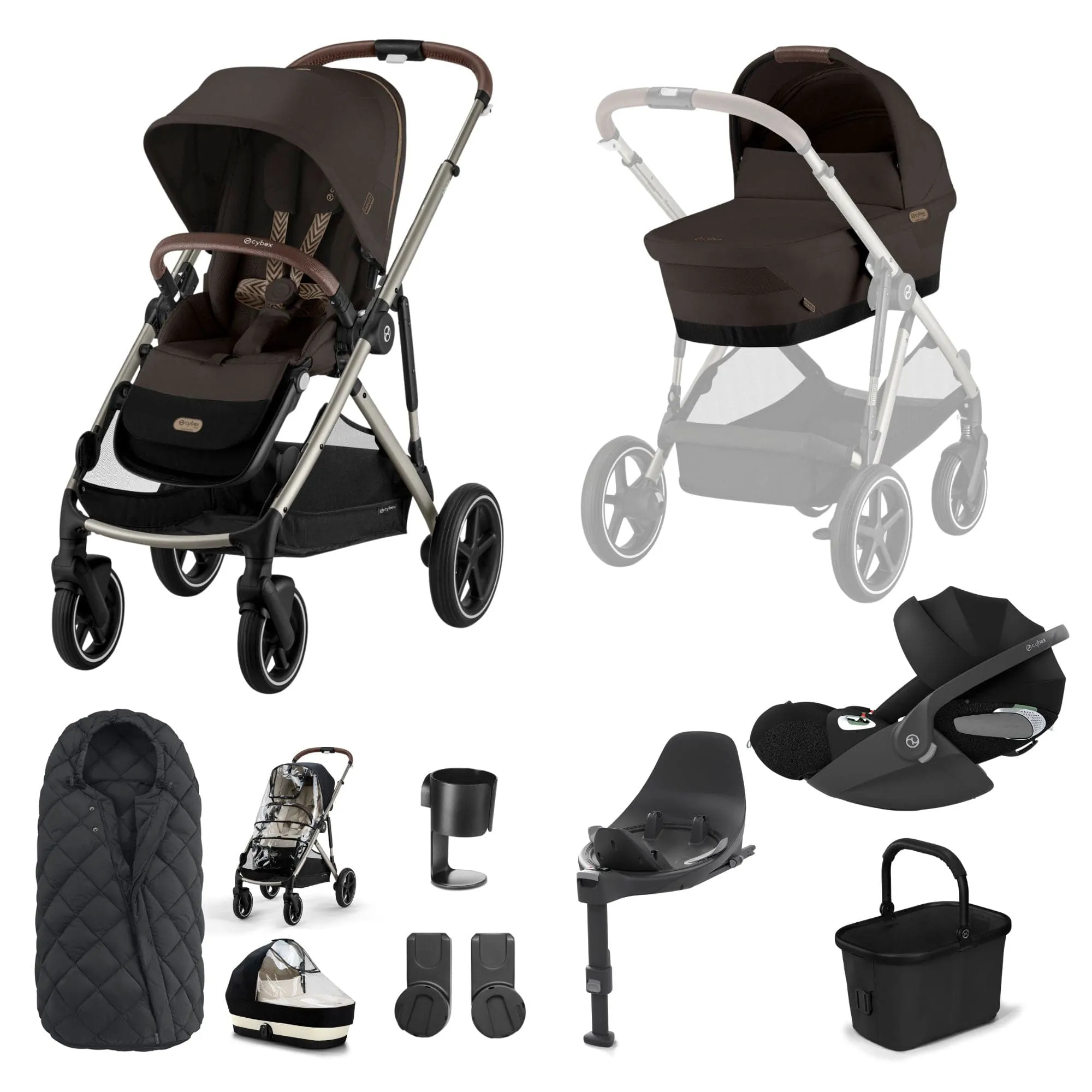 Cybex Gazelle S Luxury Bundle - Taupe/Chocolate Brown