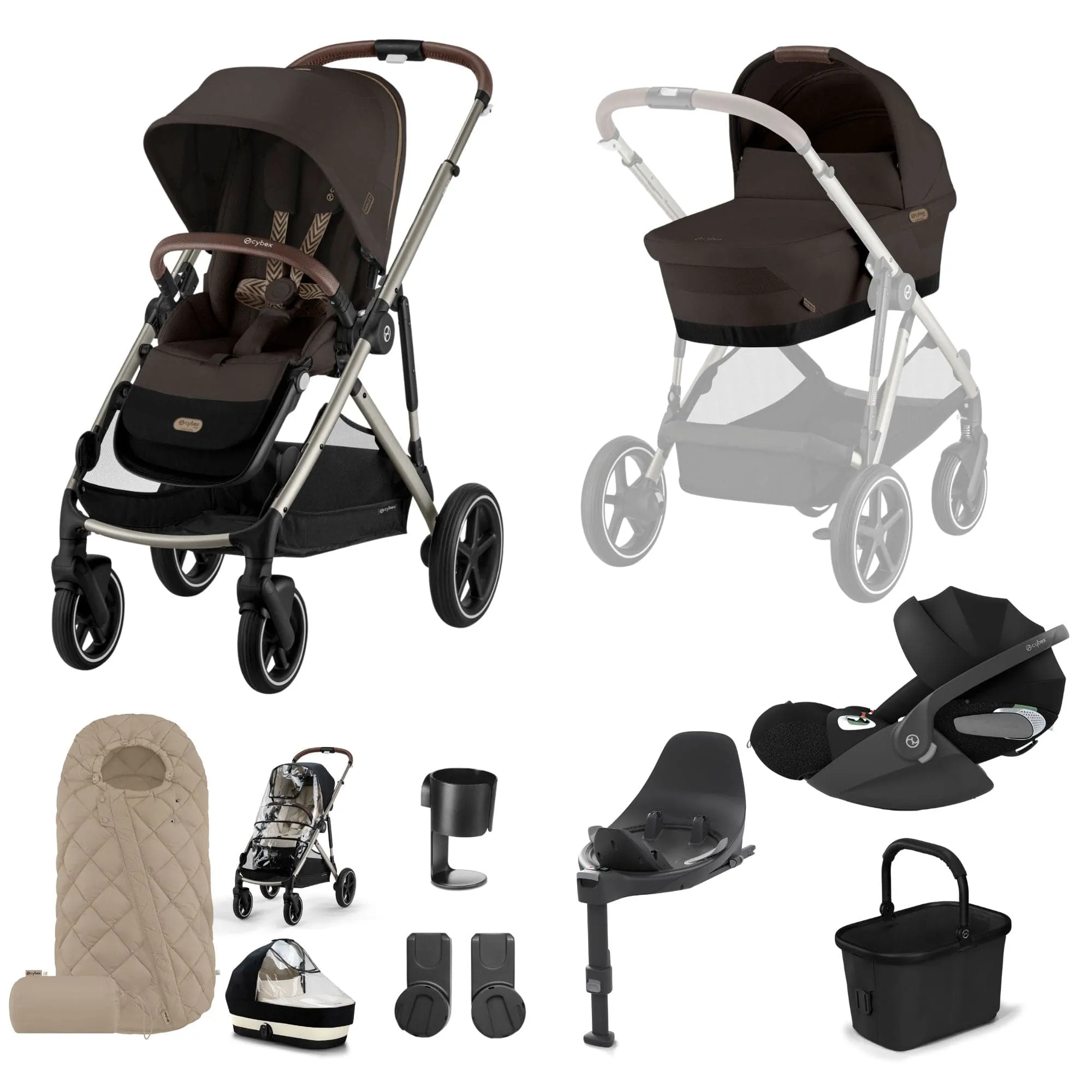 Cybex Gazelle S Luxury Bundle - Taupe/Chocolate Brown