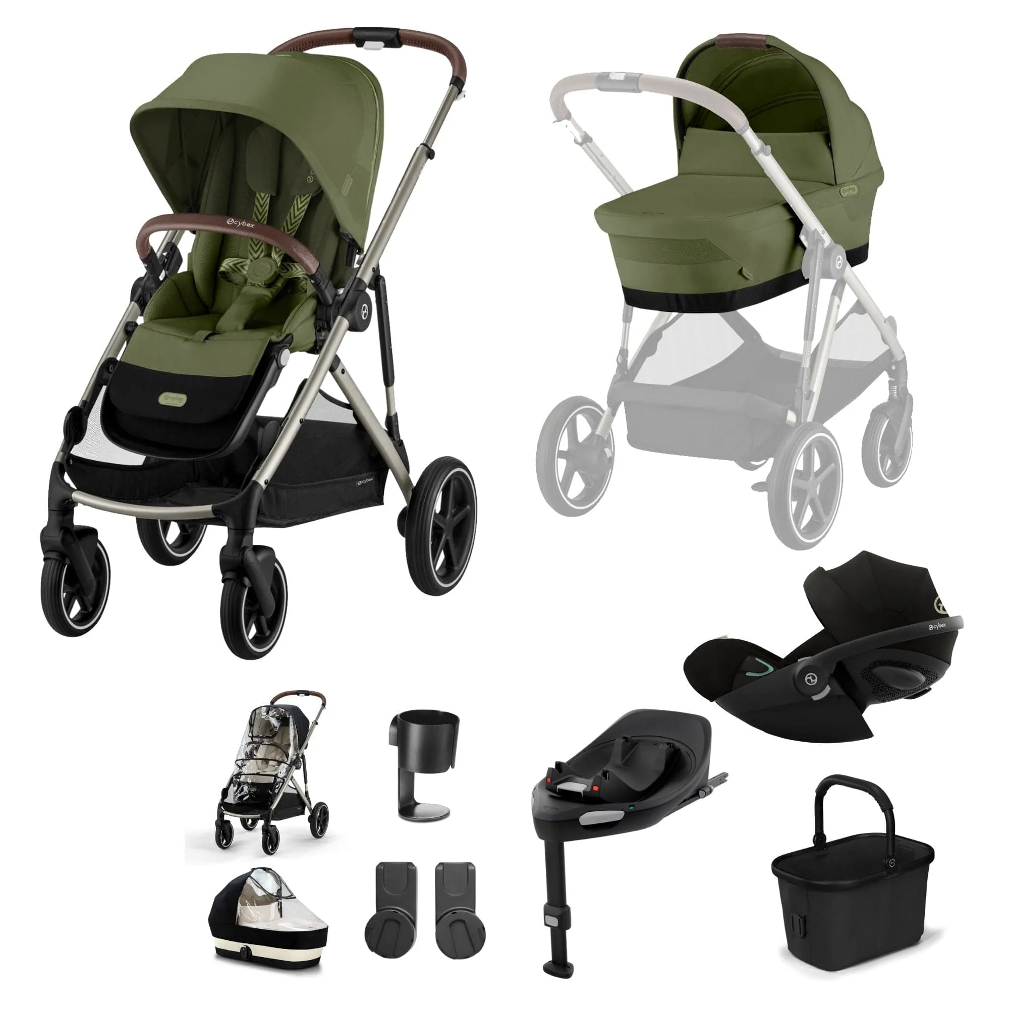 Cybex Gazelle S Luxury Bundle - Taupe/Moss Green