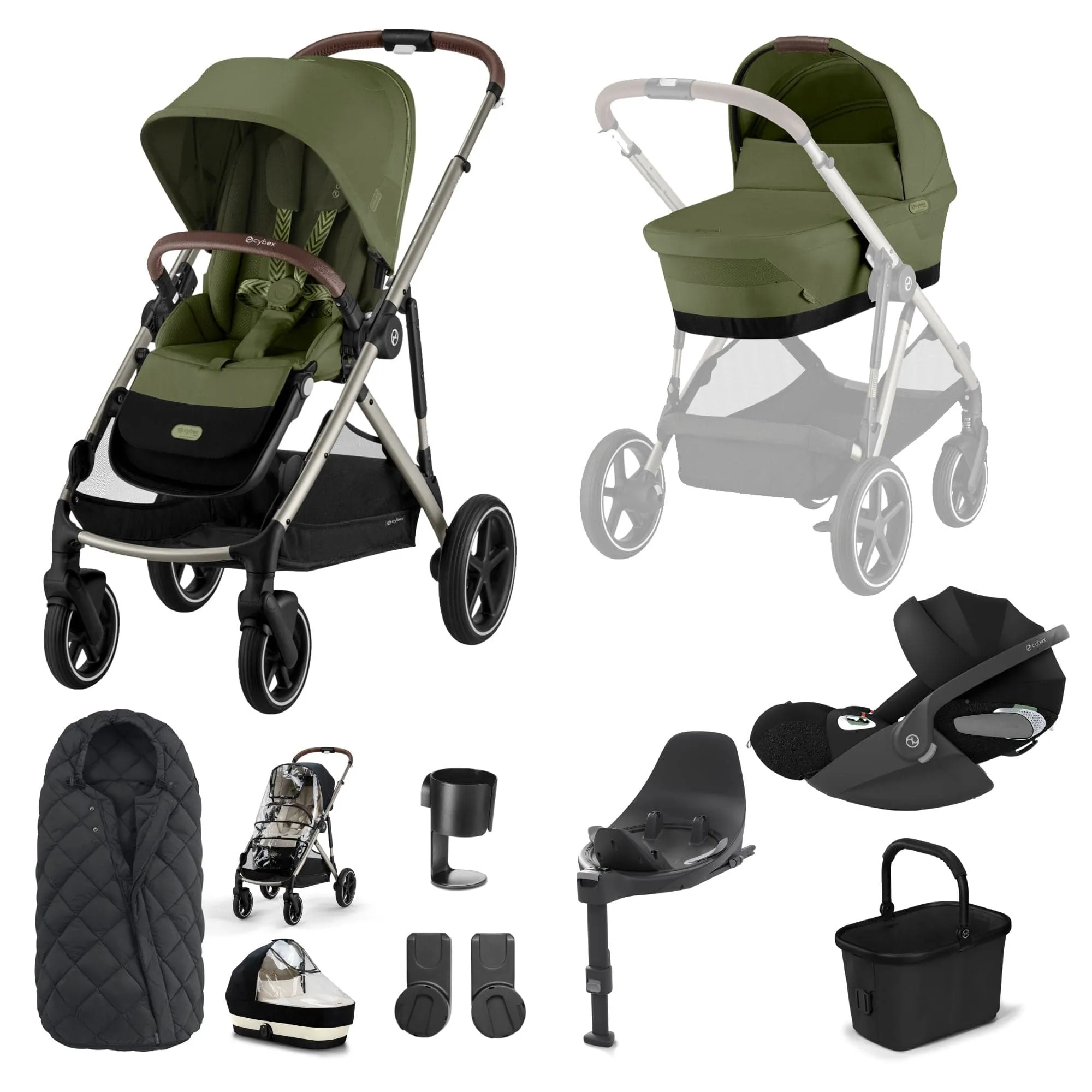 Cybex Gazelle S Luxury Bundle - Taupe/Moss Green
