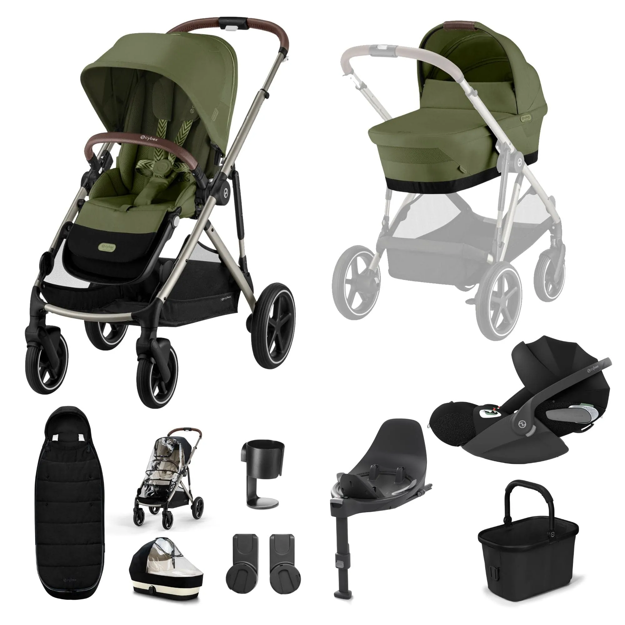 Cybex Gazelle S Luxury Bundle - Taupe/Moss Green