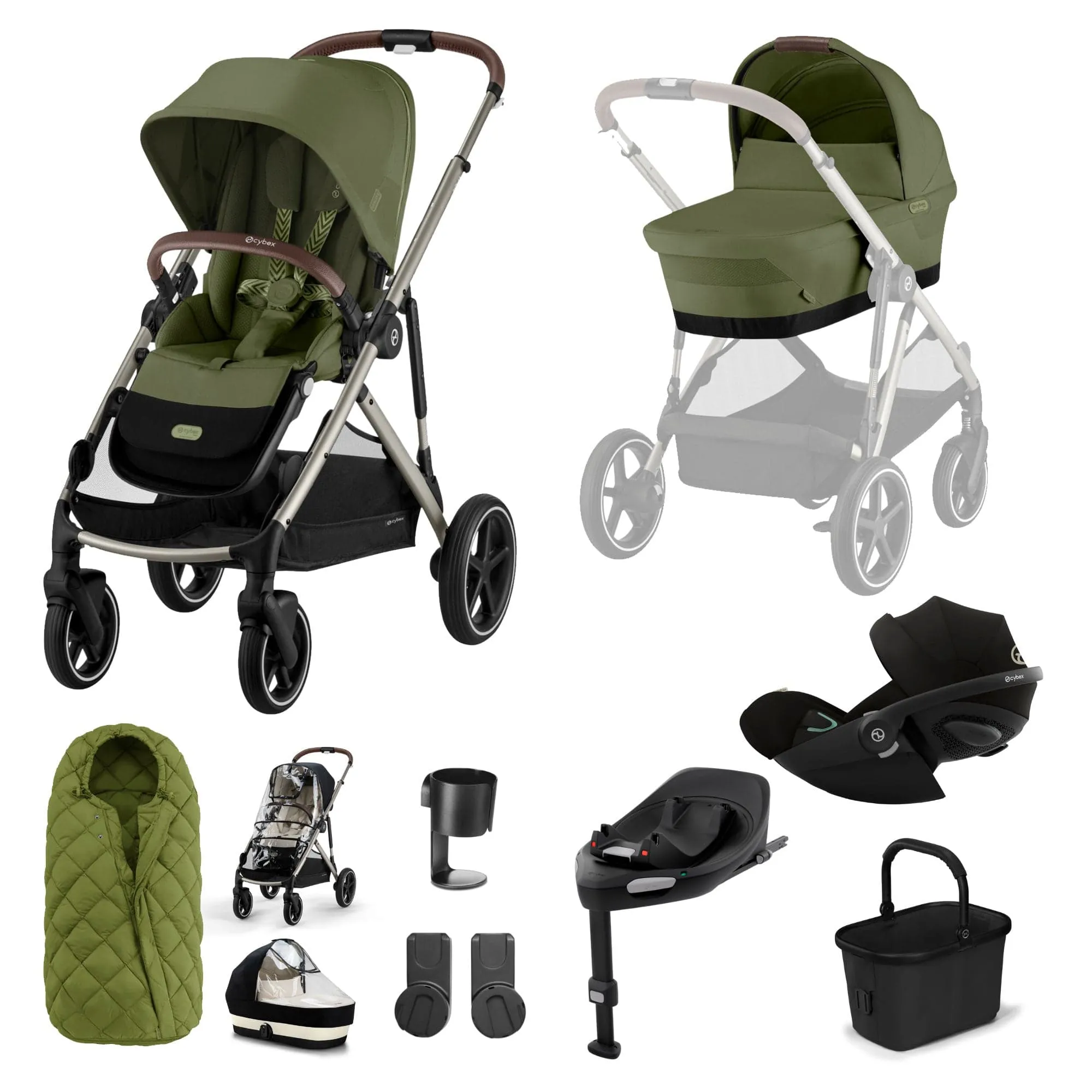 Cybex Gazelle S Luxury Bundle - Taupe/Moss Green