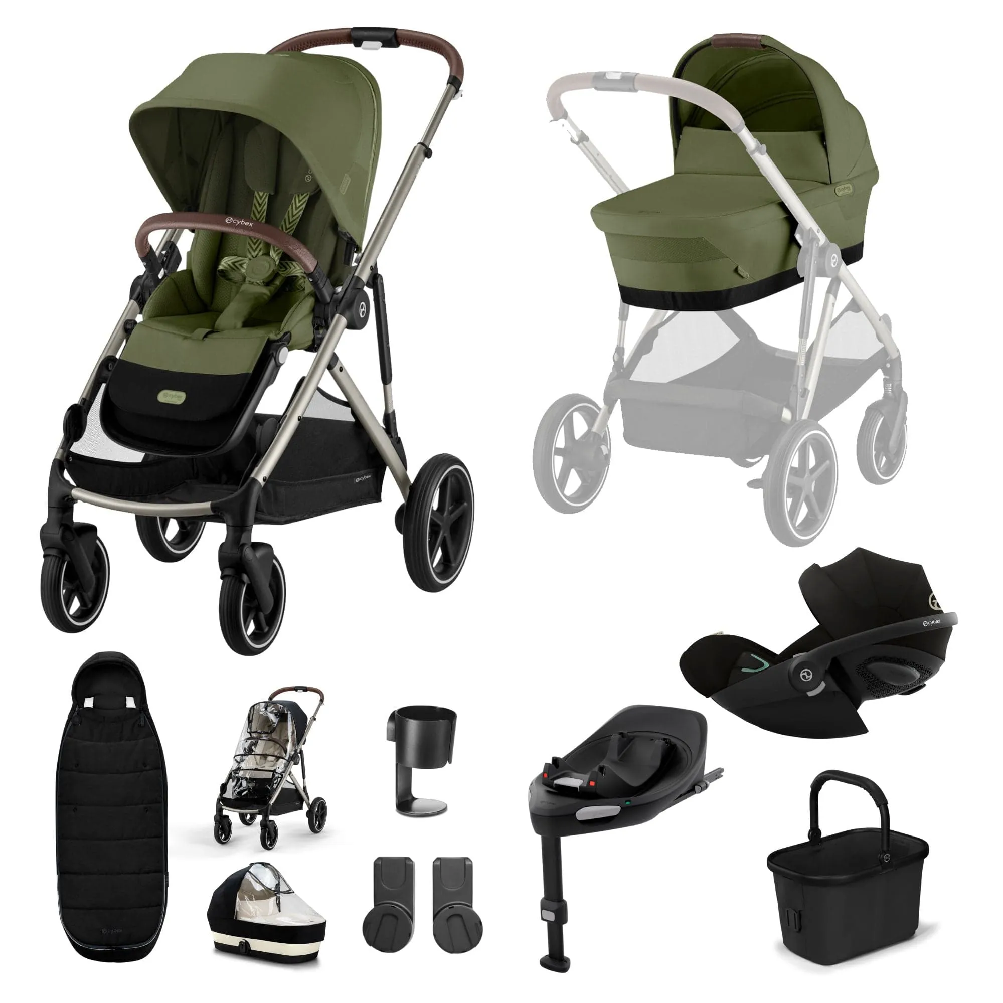 Cybex Gazelle S Luxury Bundle - Taupe/Moss Green