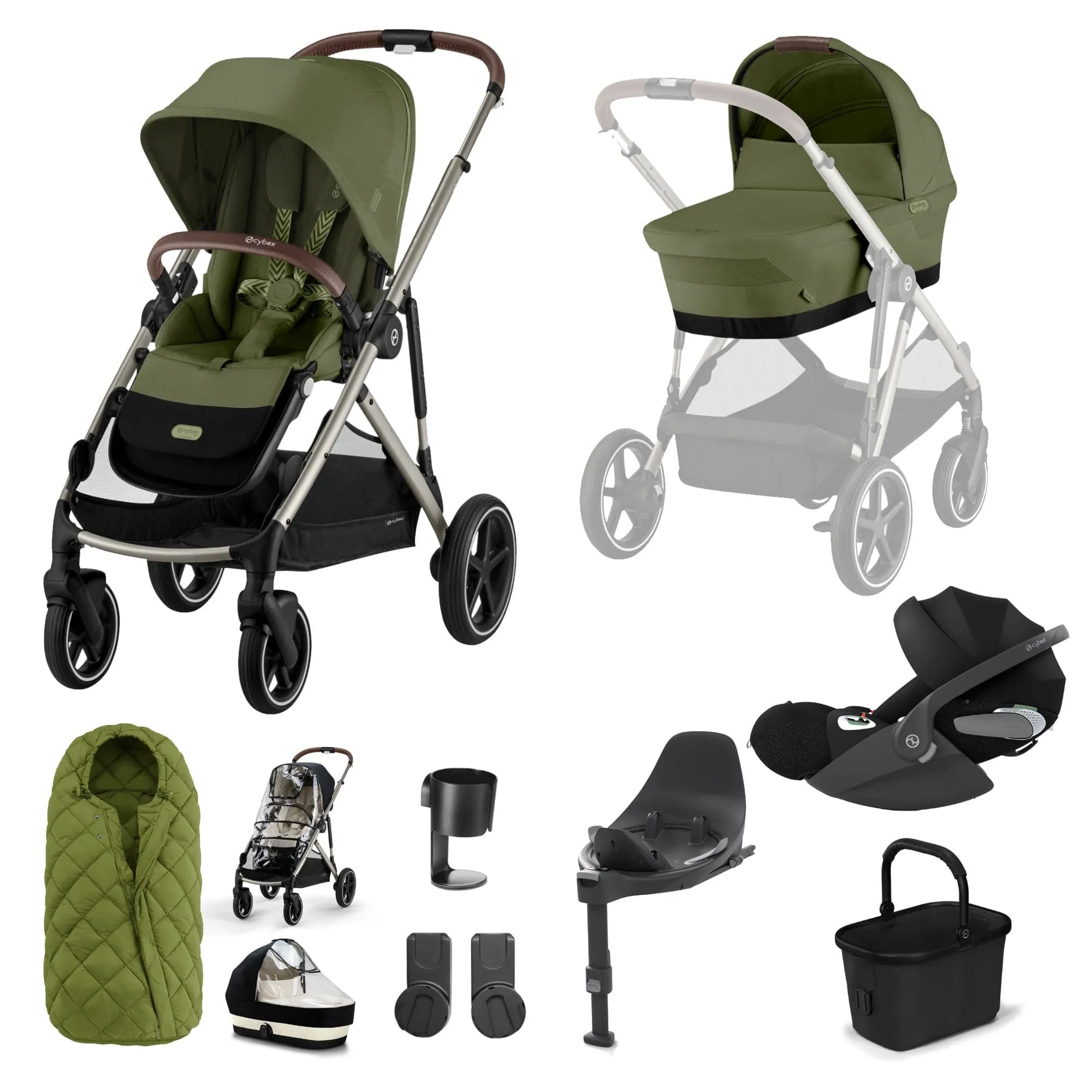Cybex Gazelle S Luxury Bundle - Taupe/Moss Green