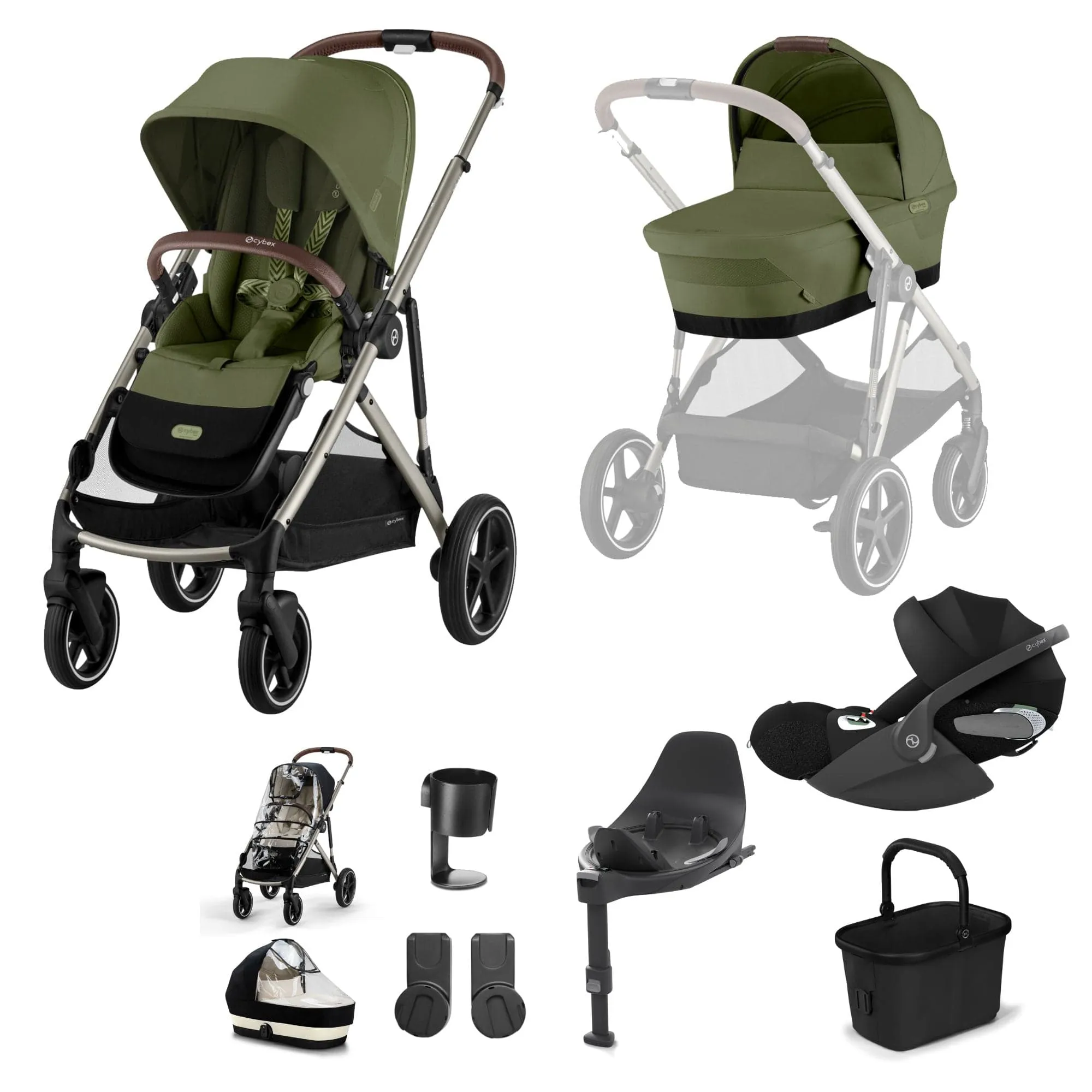 Cybex Gazelle S Luxury Bundle - Taupe/Moss Green