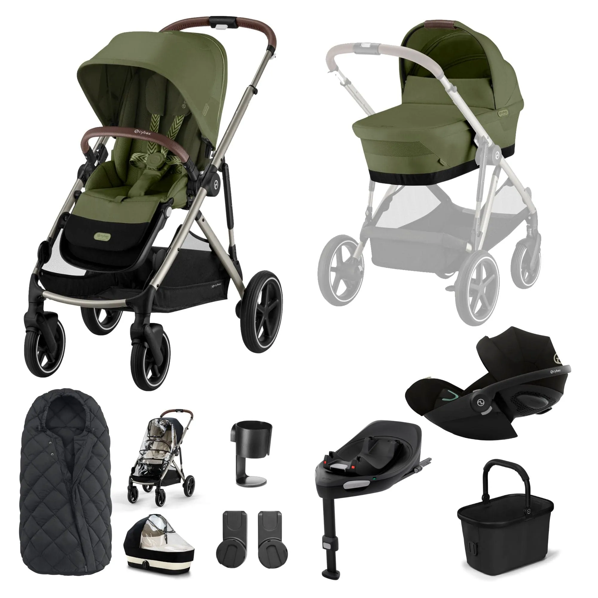 Cybex Gazelle S Luxury Bundle - Taupe/Moss Green