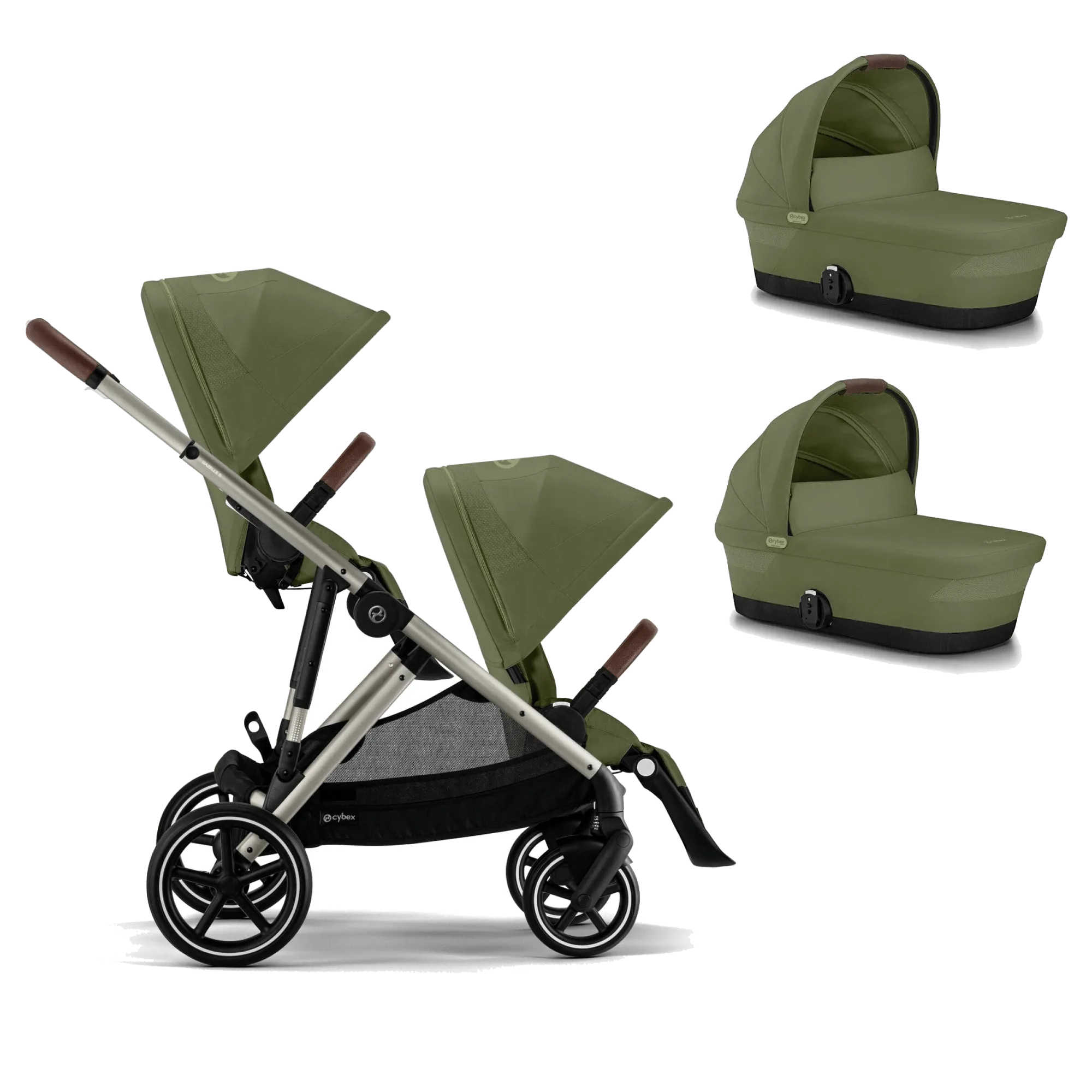 Cybex Gazelle S Twin Pushchair - Taupe / Moss Green