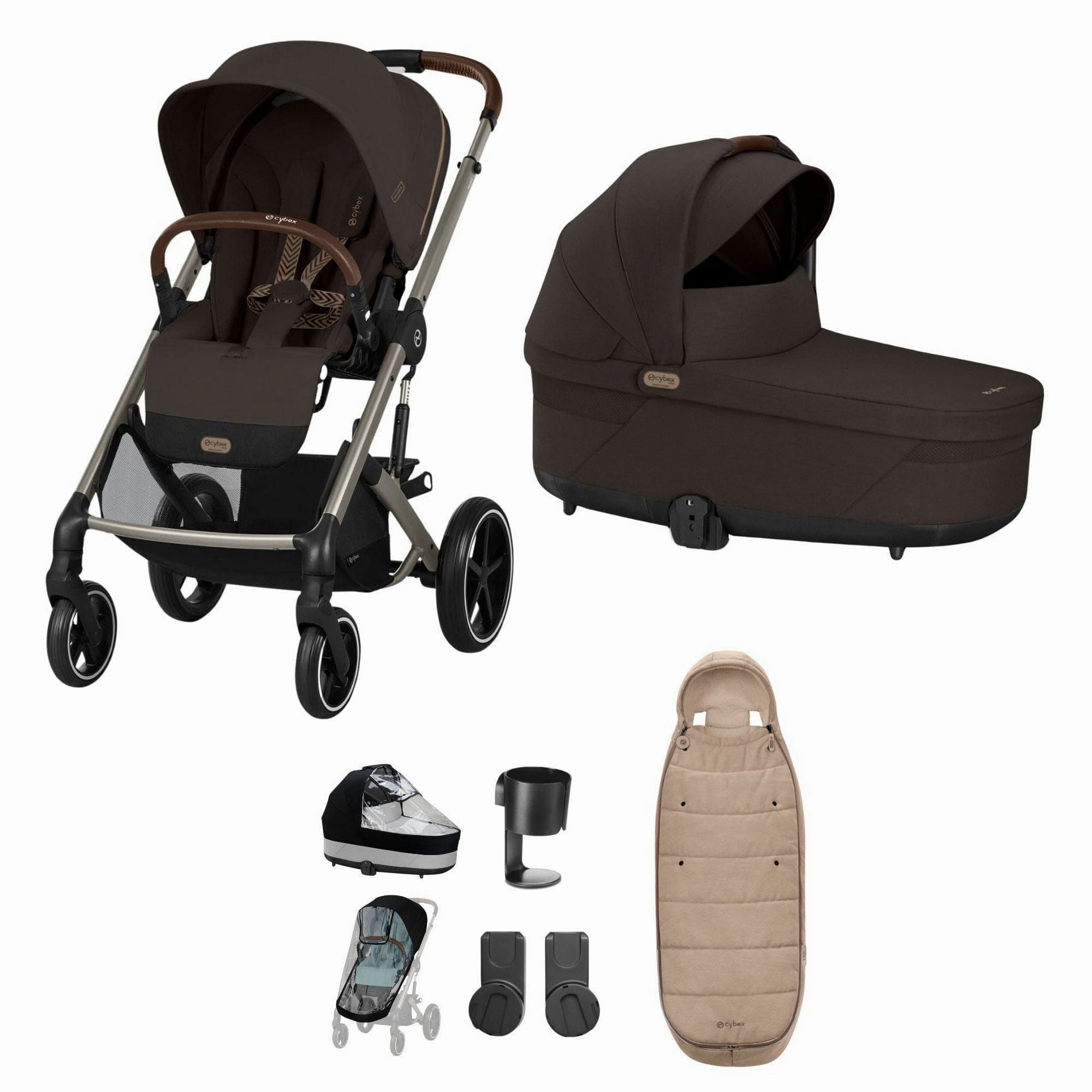 Cybex Balios S Lux Essential Bundle - Taupe/Chocolate Brown