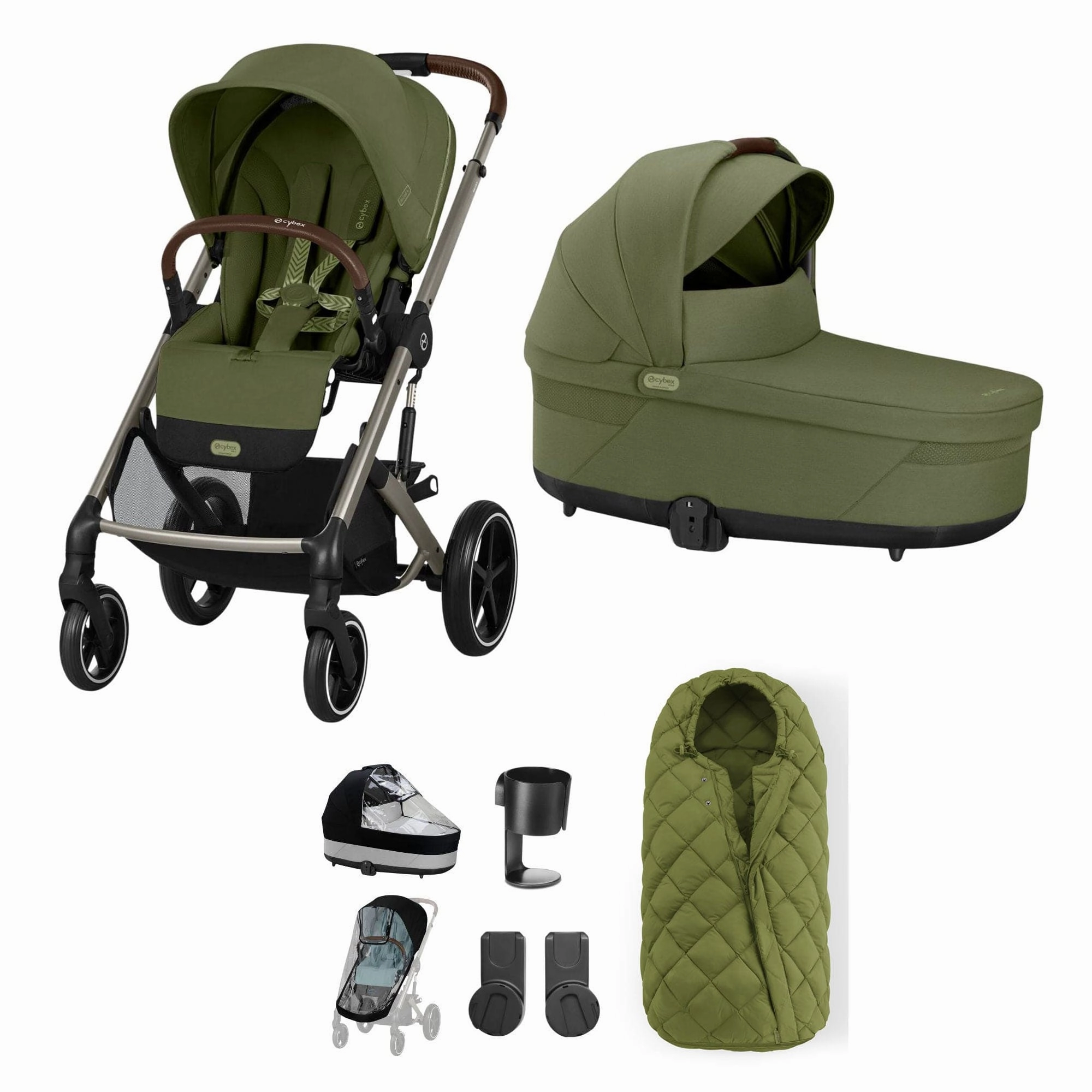 Cybex Balios S Lux Essential Bundle - Taupe/Moss Green