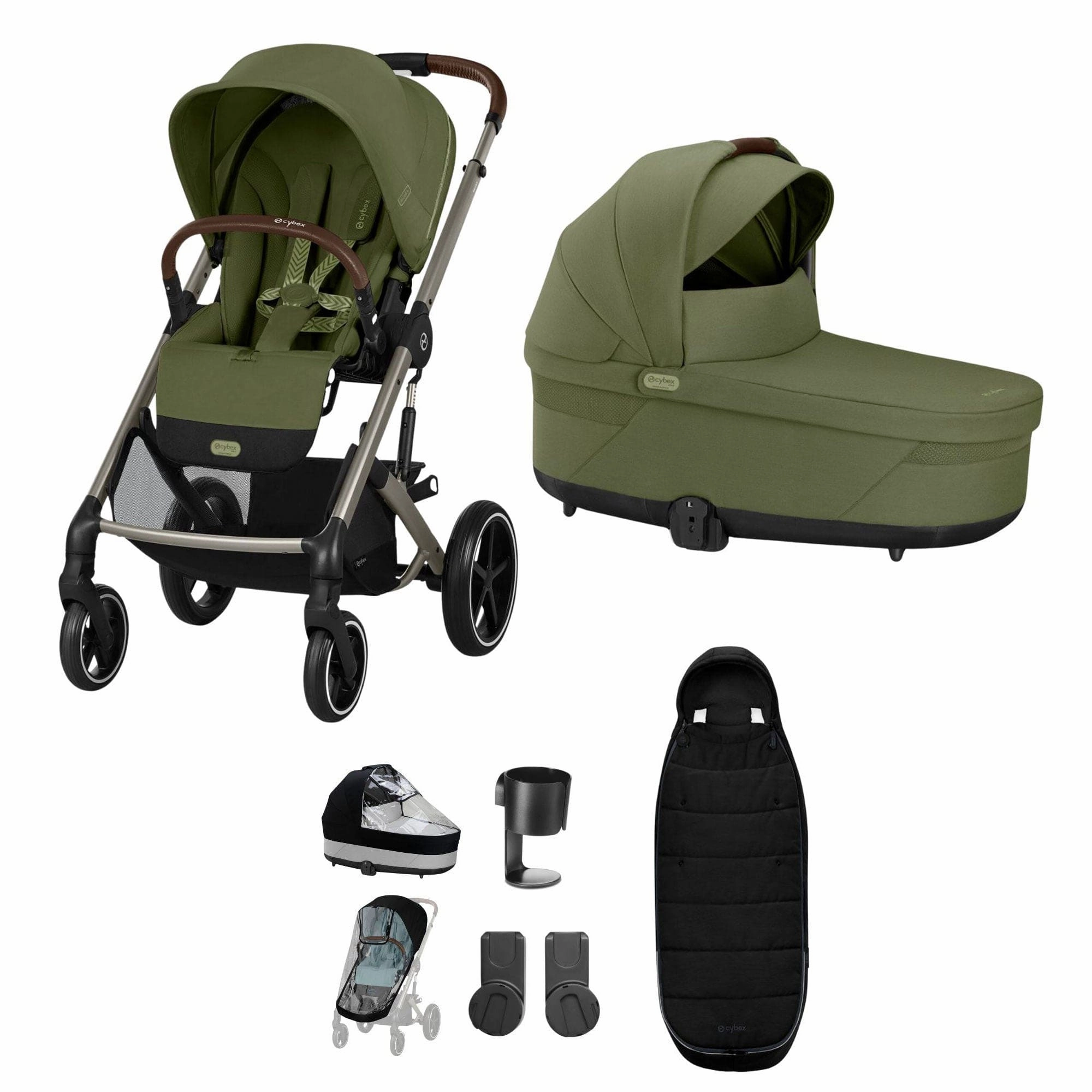 Cybex Balios S Lux Essential Bundle - Taupe/Moss Green