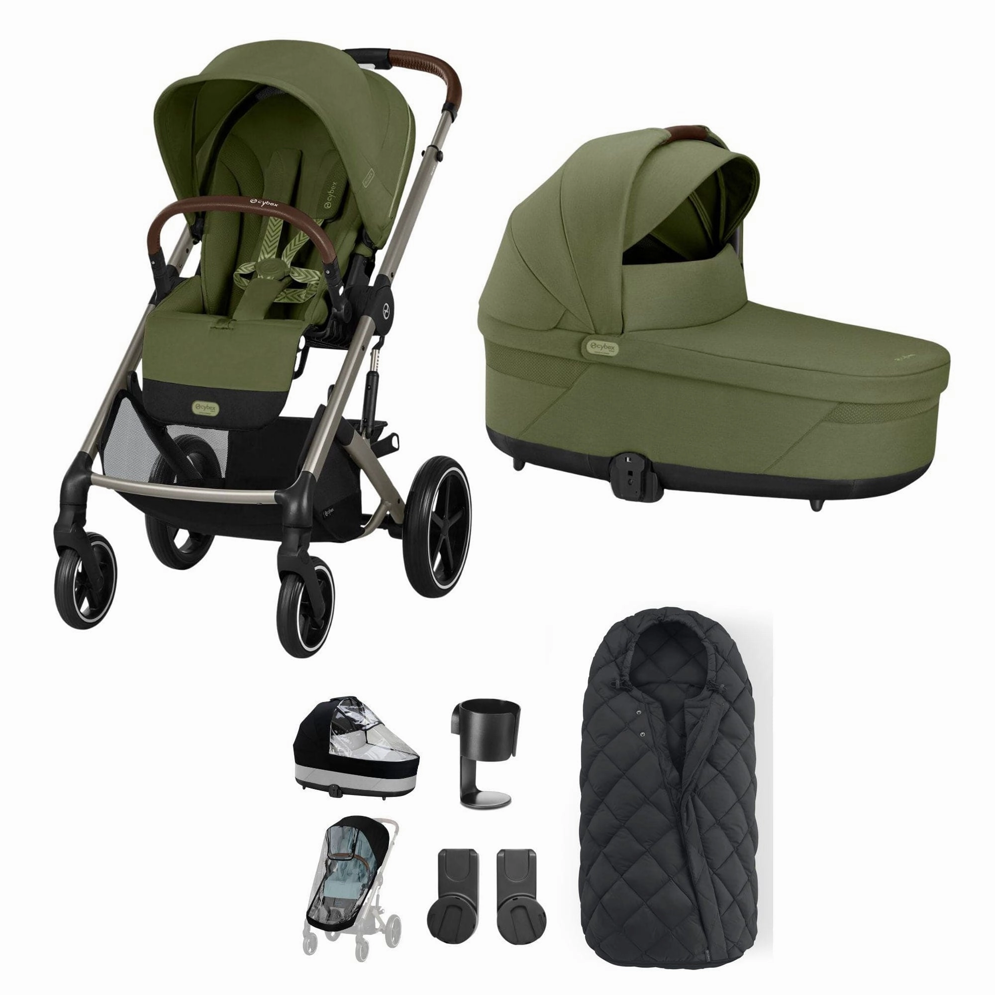 Cybex Balios S Lux Essential Bundle - Taupe/Moss Green
