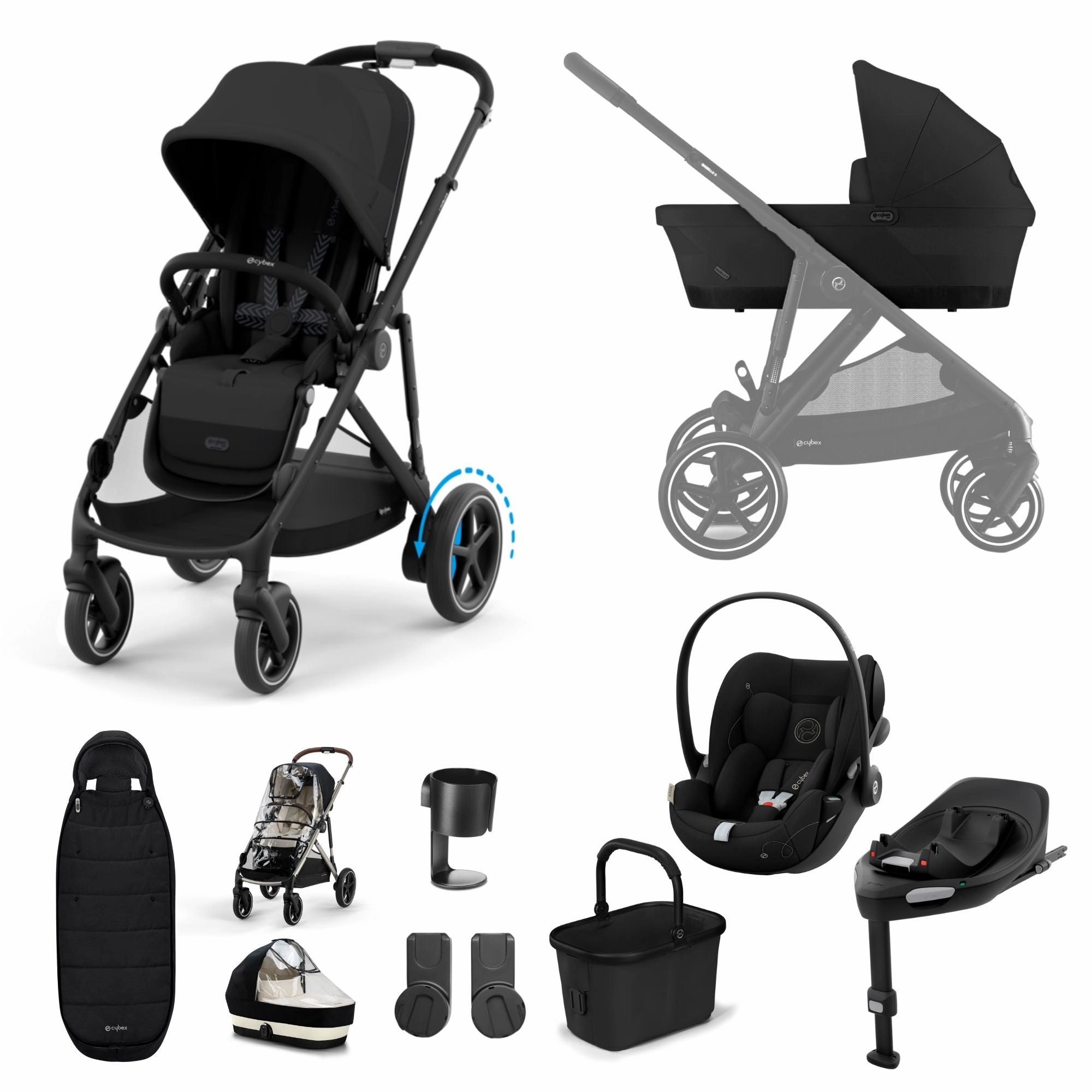 Cybex, e-Gazelle S 11 Piece Cloud G i-Size Bundle, Moon Black