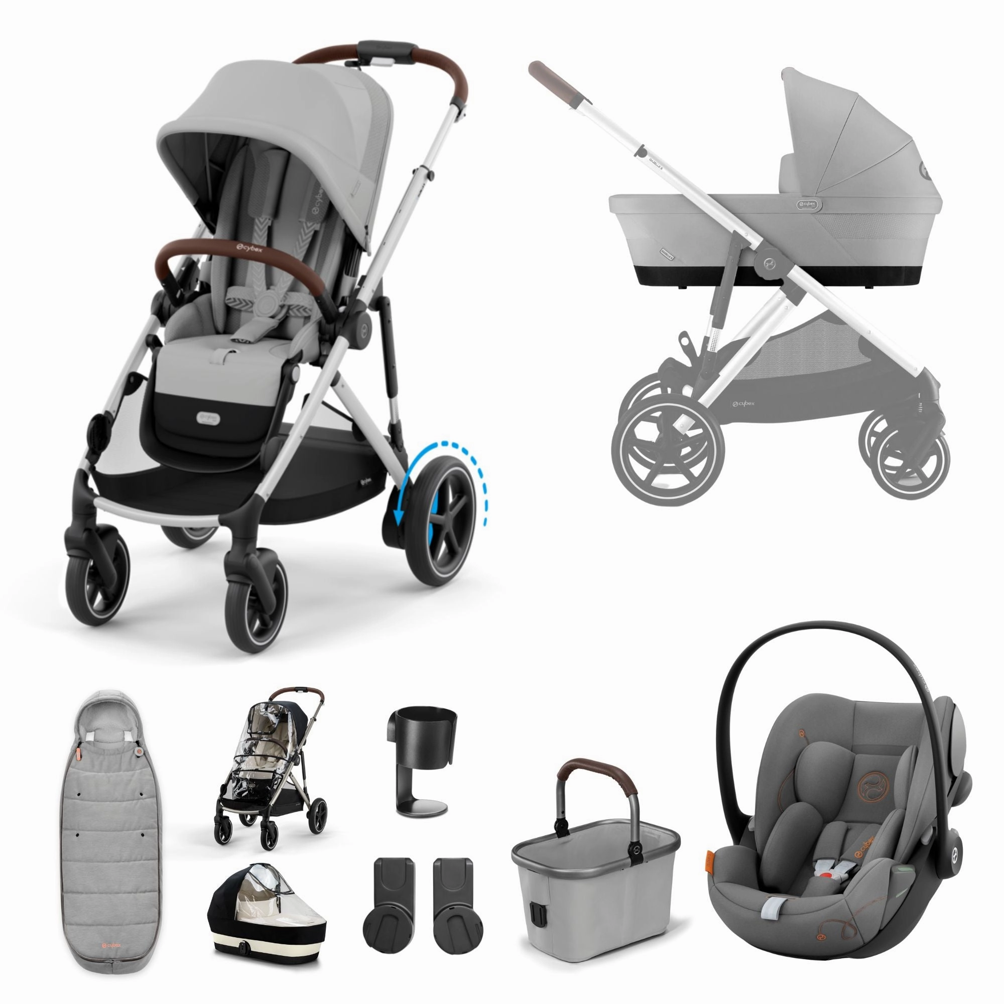 Cybex, e-Gazelle S 11 Piece Cloud G i-Size Bundle, Stone Grey