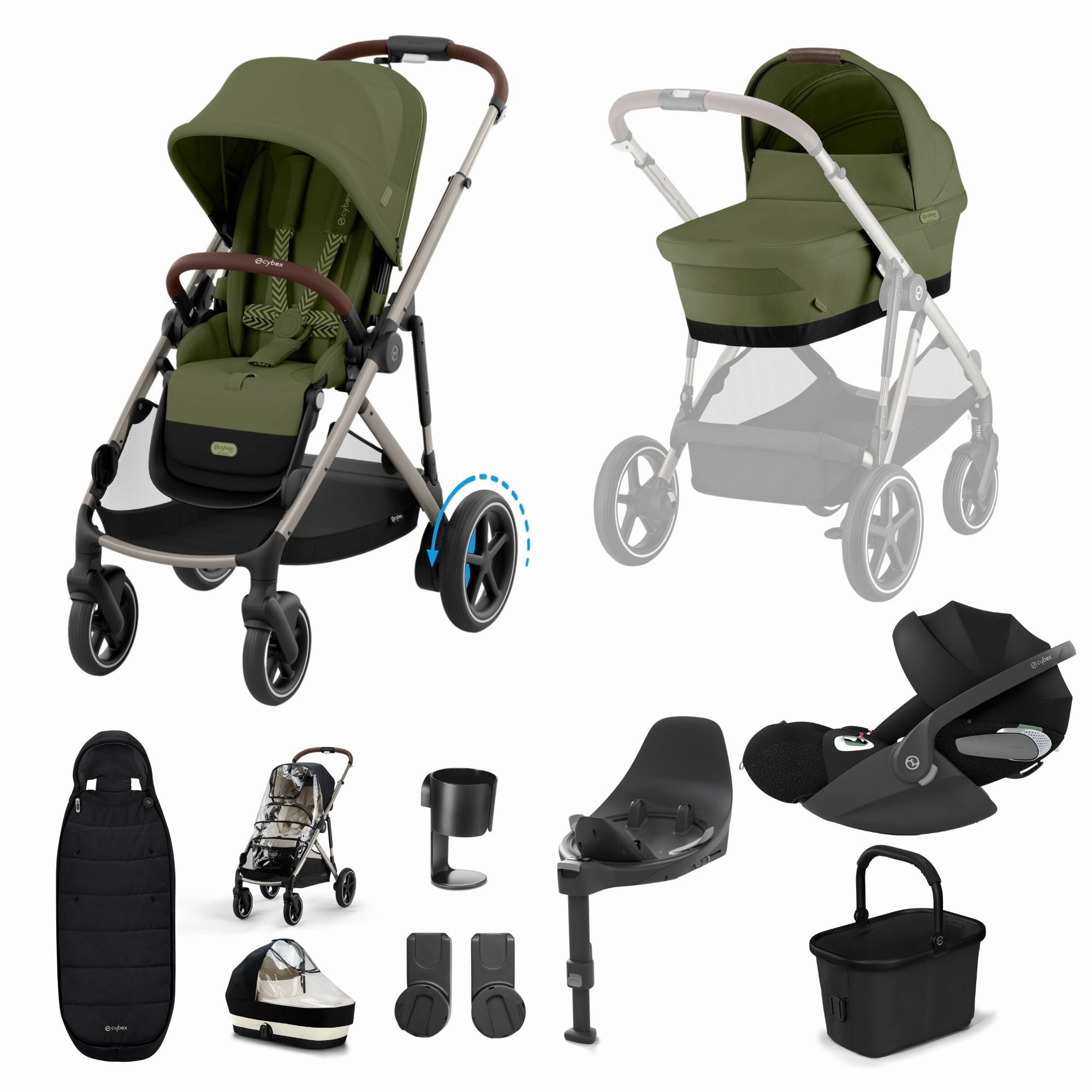 Cybex, e-Gazelle S 11 Piece Cloud T i-Size Bundle, Moss Green