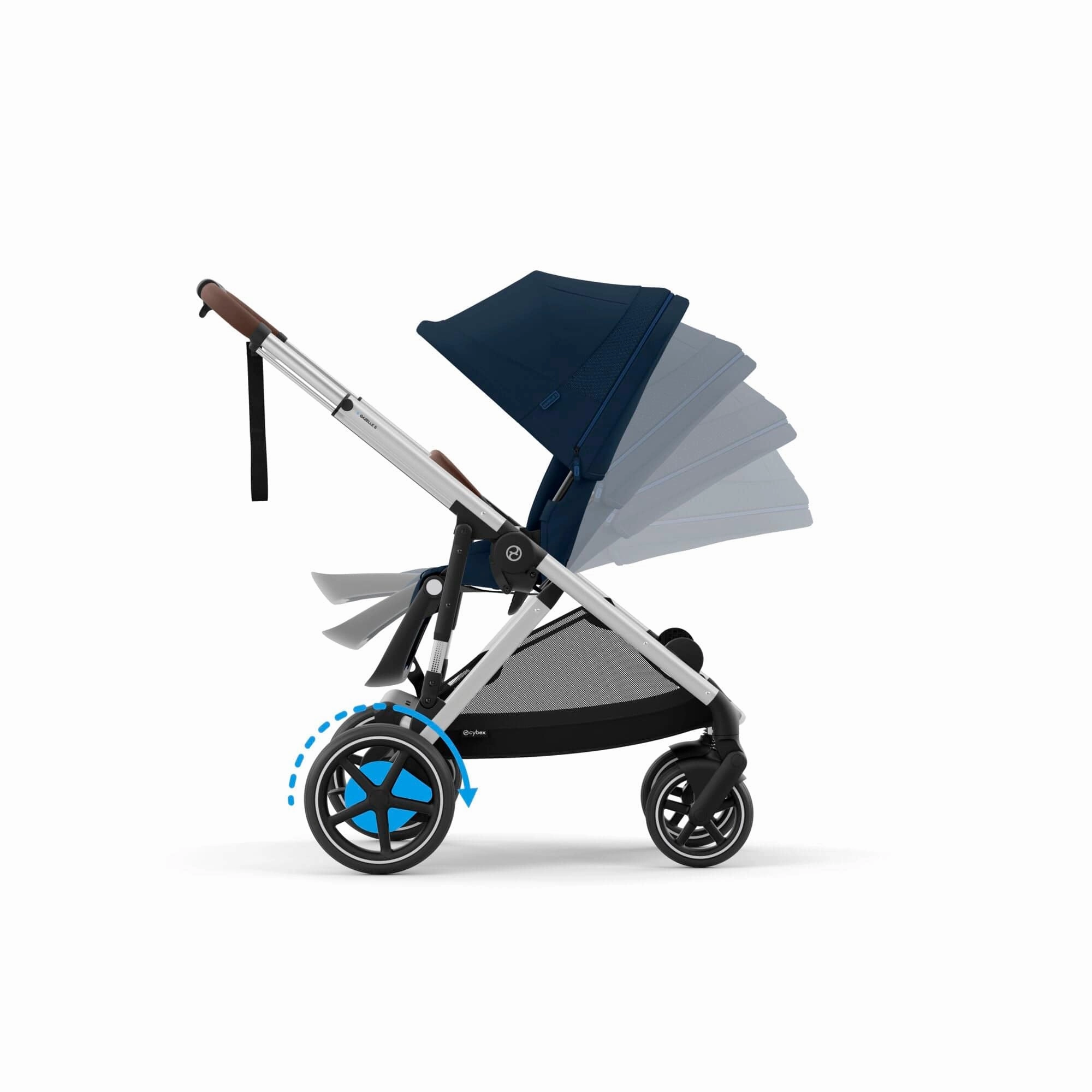 Cybex eGazelle S Double Pushchair - Silver/Ocean Blue