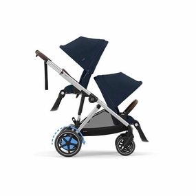 Cybex eGazelle S Double Pushchair - Silver/Ocean Blue