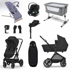 Cybex Eos Lux Essential Travel & Nursery Bundle, Moon Black