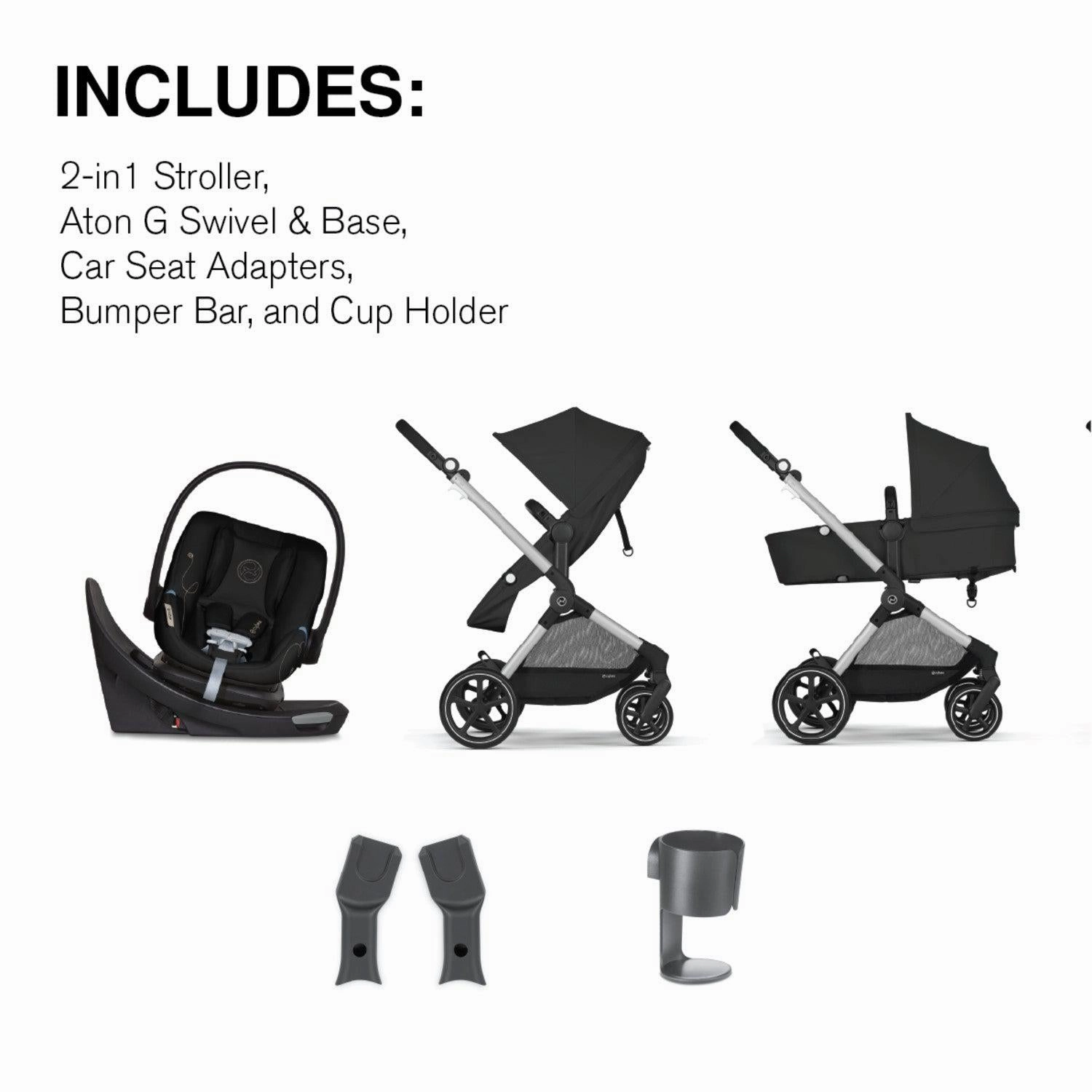 Cybex EOS Stroller   Aton G Swivel Infant Car Seat with Sensorsafe Travel System