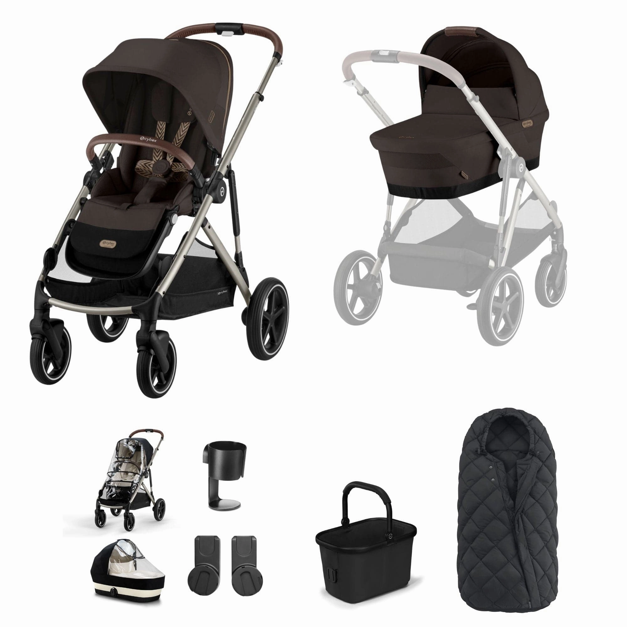Cybex Gazelle S Essential Bundle - Taupe/Chocolate Brown