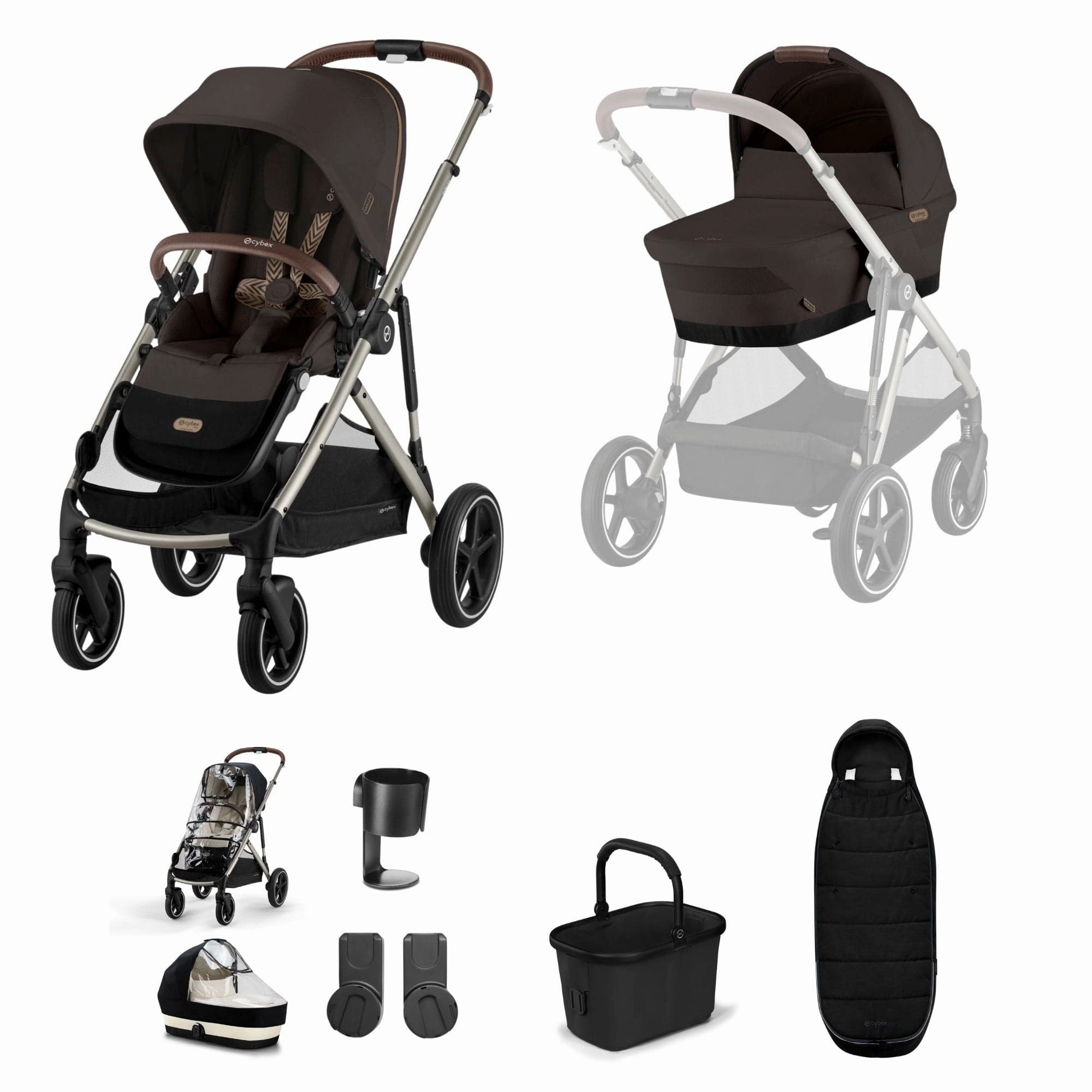 Cybex Gazelle S Essential Bundle - Taupe/Chocolate Brown