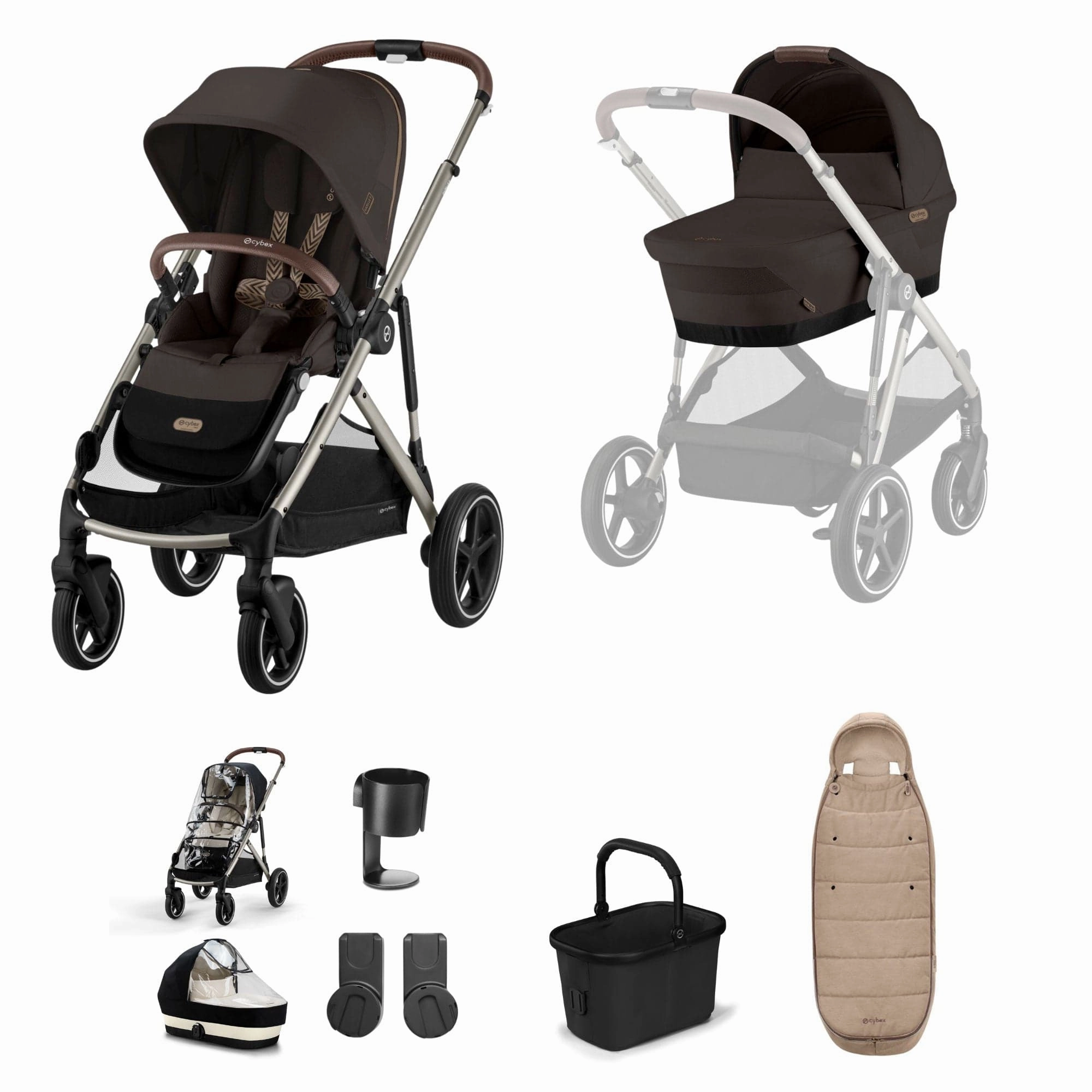 Cybex Gazelle S Essential Bundle - Taupe/Chocolate Brown