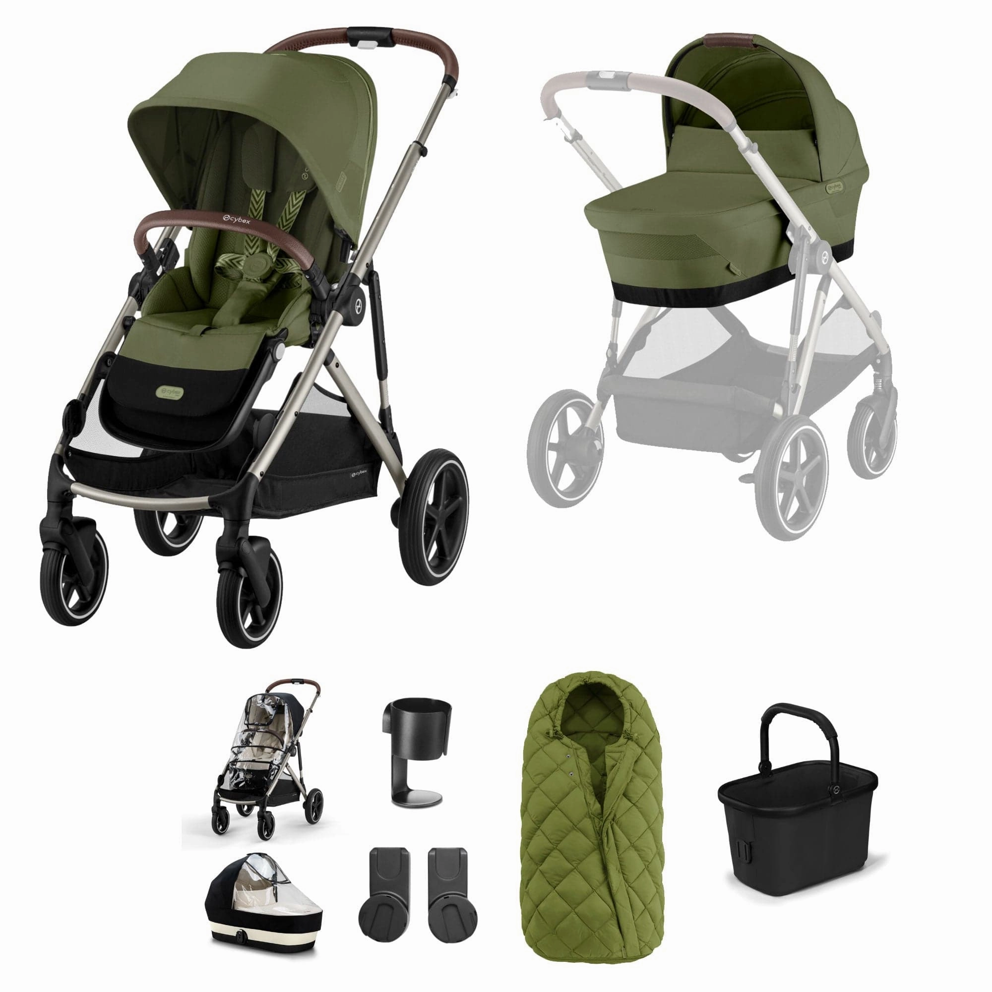 Cybex Gazelle S Essential Bundle - Taupe/Moss Green