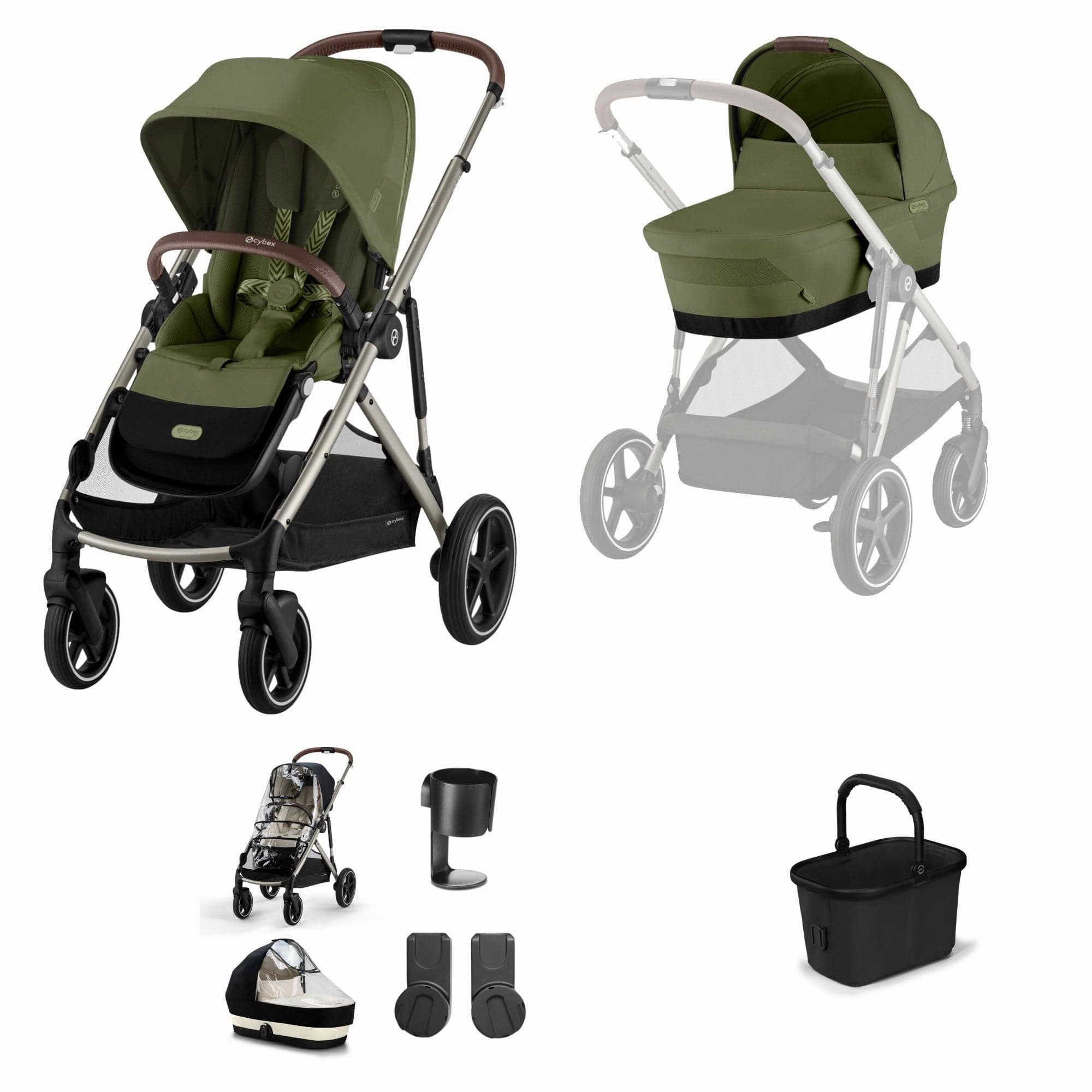 Cybex Gazelle S Essential Bundle - Taupe/Moss Green