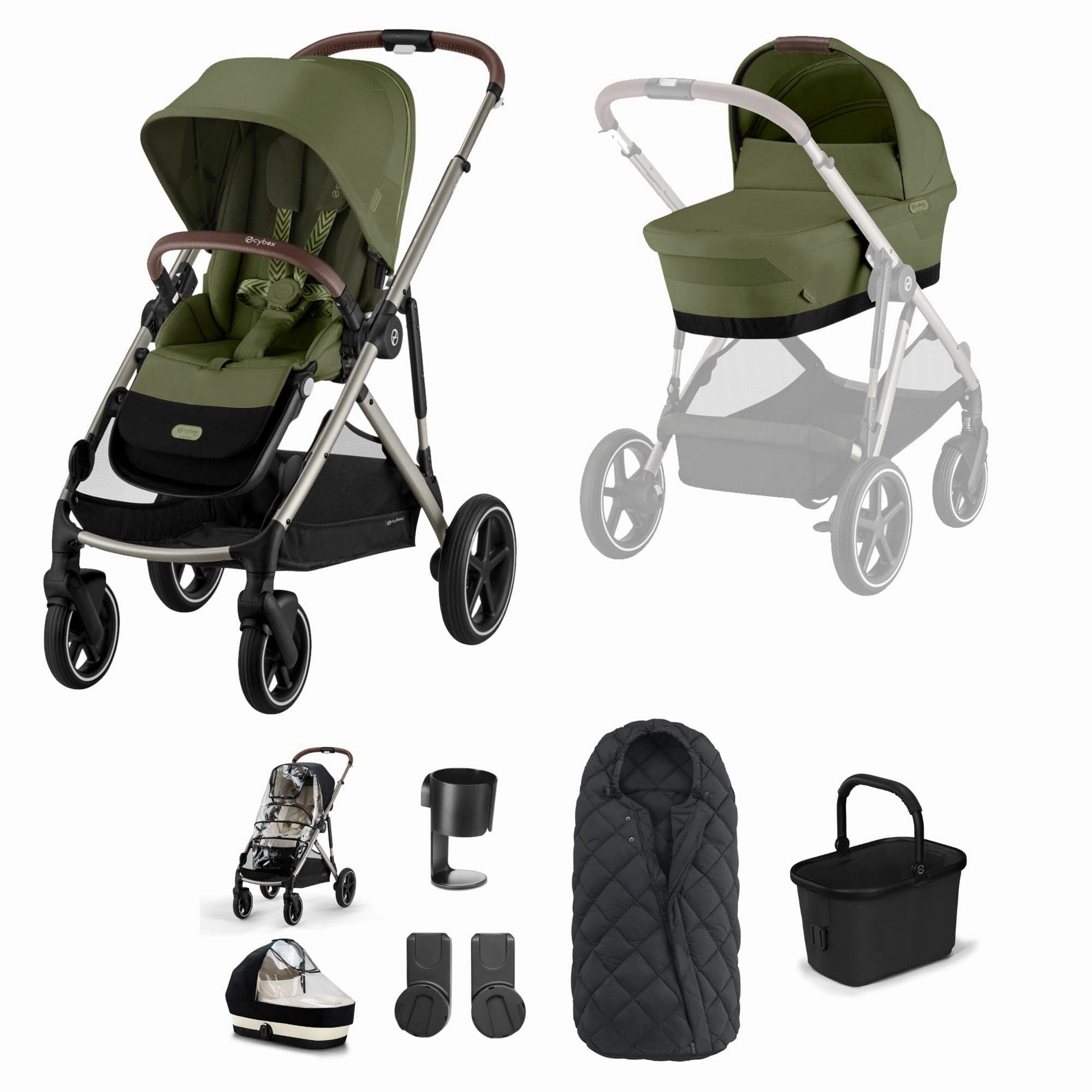 Cybex Gazelle S Essential Bundle - Taupe/Moss Green