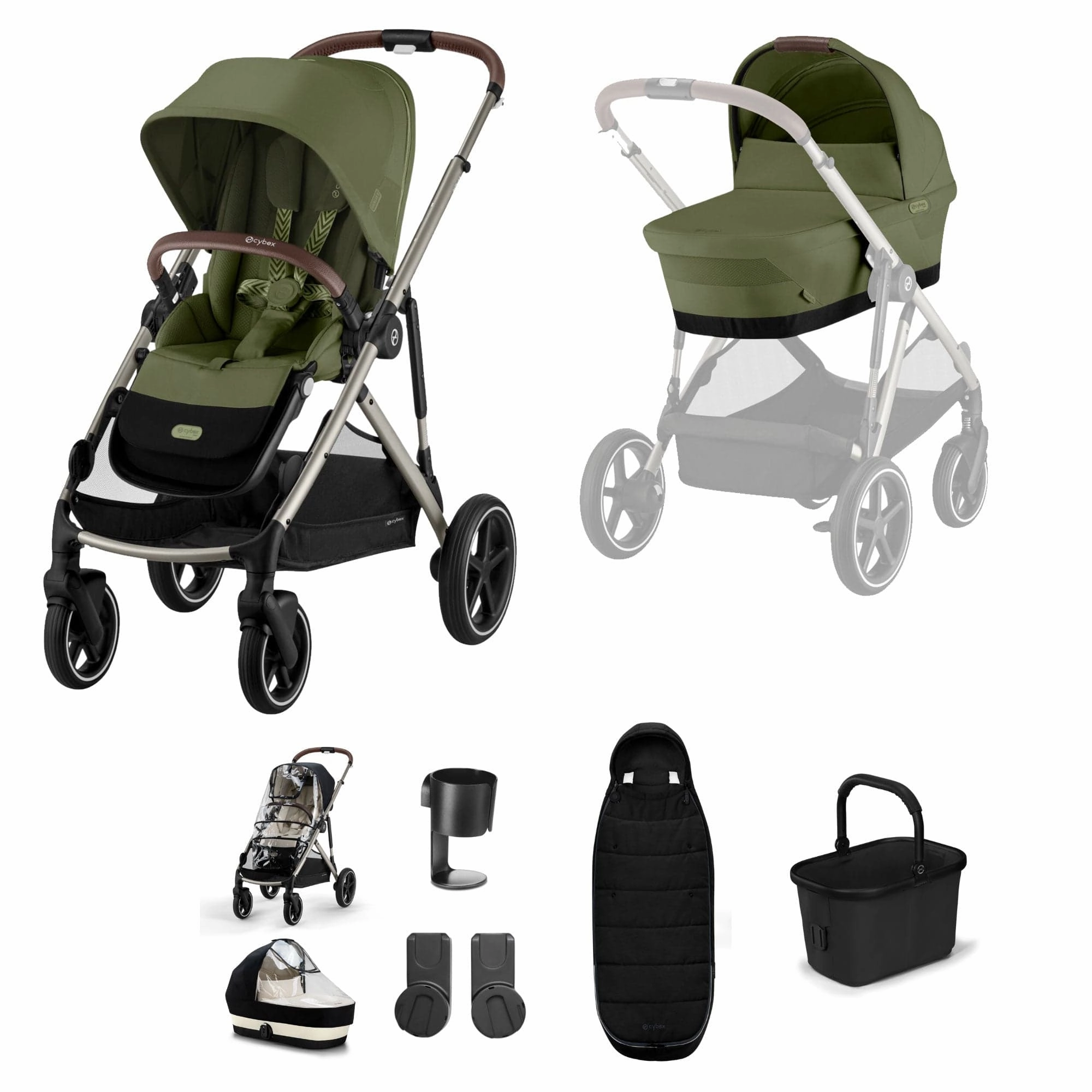 Cybex Gazelle S Essential Bundle - Taupe/Moss Green