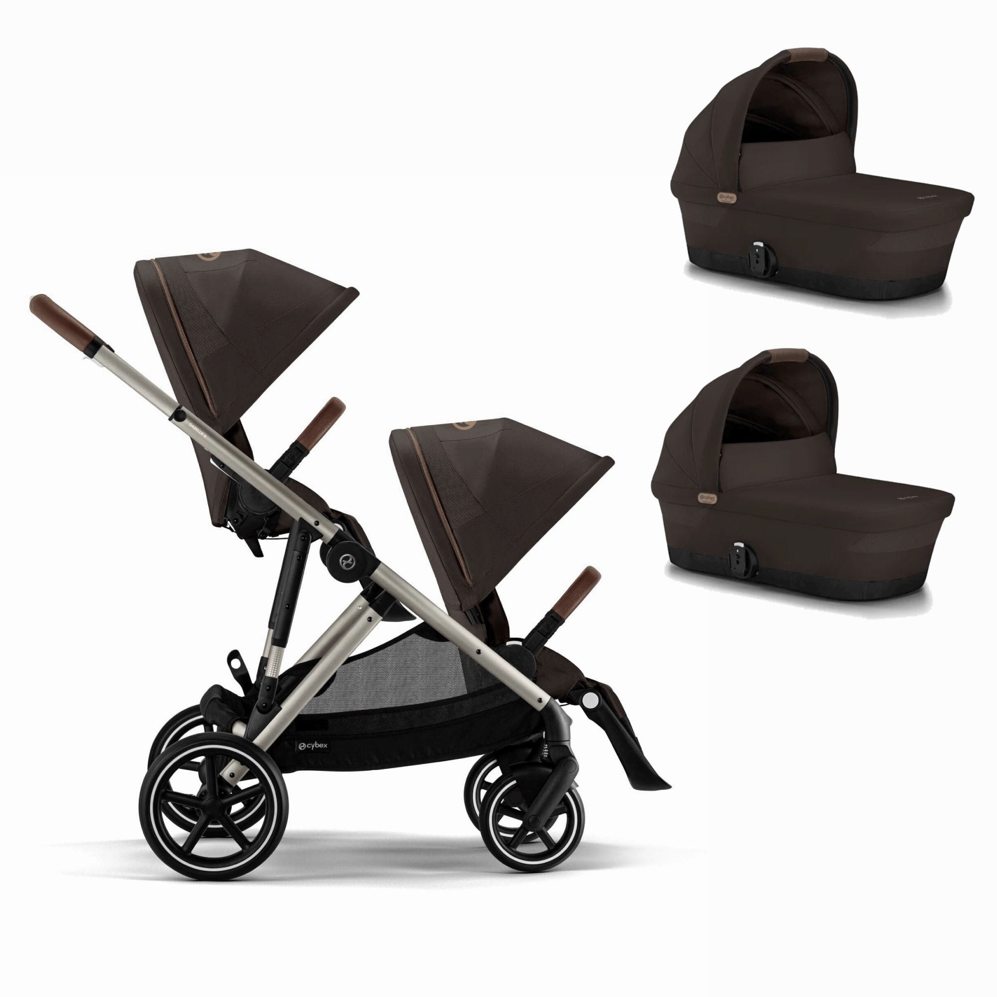 Cybex Gazelle S Twin Pushchair - Taupe / Chocolate Brown