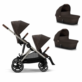 Cybex Gazelle S Twin Pushchair - Taupe / Chocolate Brown