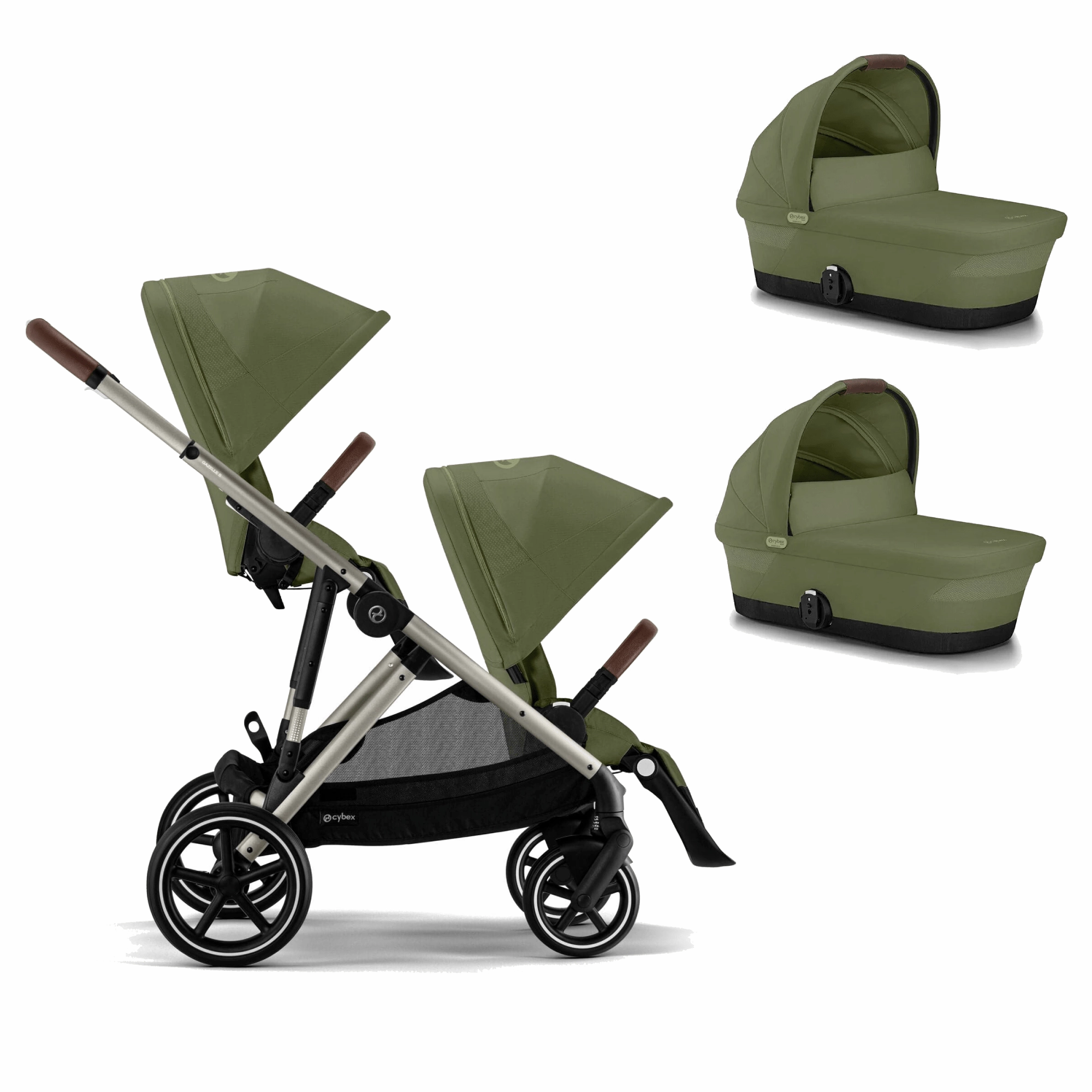 Cybex Gazelle S Twin Pushchair - Taupe / Moss Green