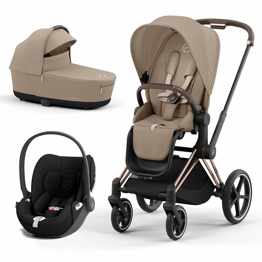 CYBEX Priam Cloud T Travel System - Cozy Beige/Black