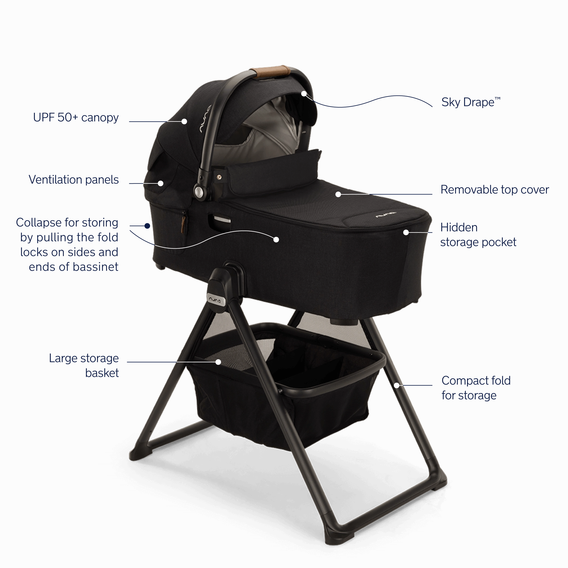 DEMI grow bassinet and Stand Caviar