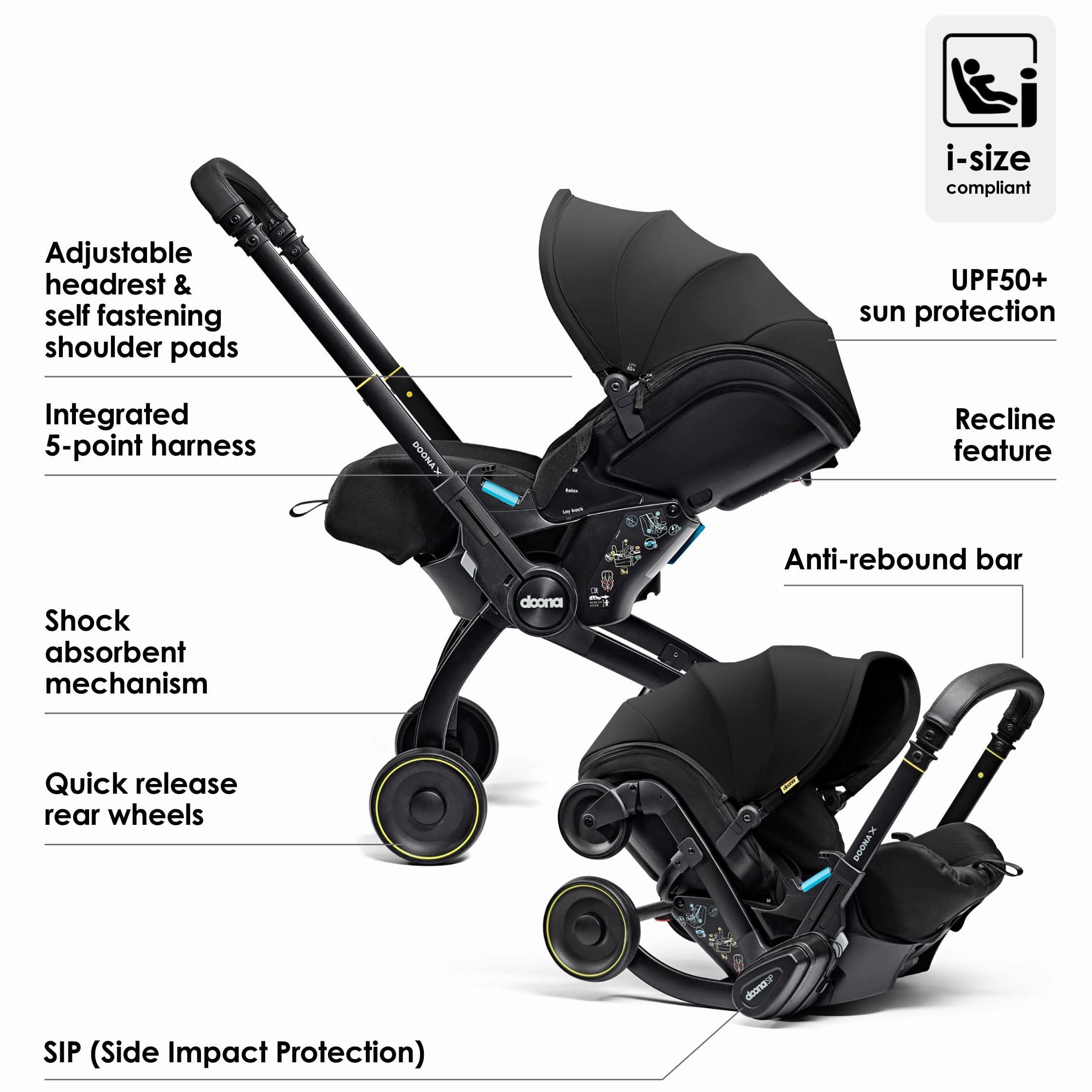 Doona X Infant Car Seat Stroller in Nitro Black