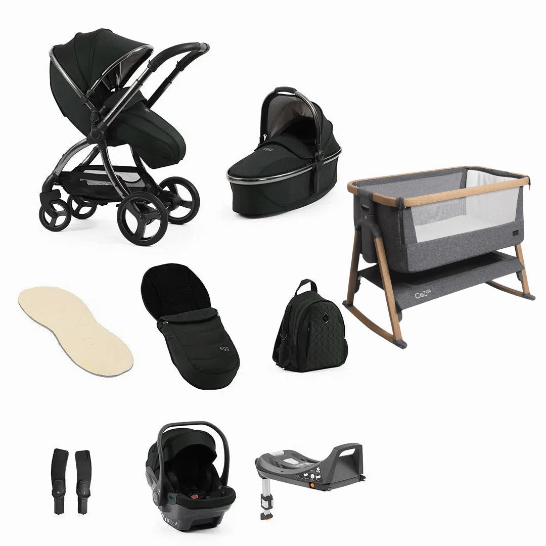 Egg3 With Cozee Air Bedside Crib Sleep Bundle - Black Olive