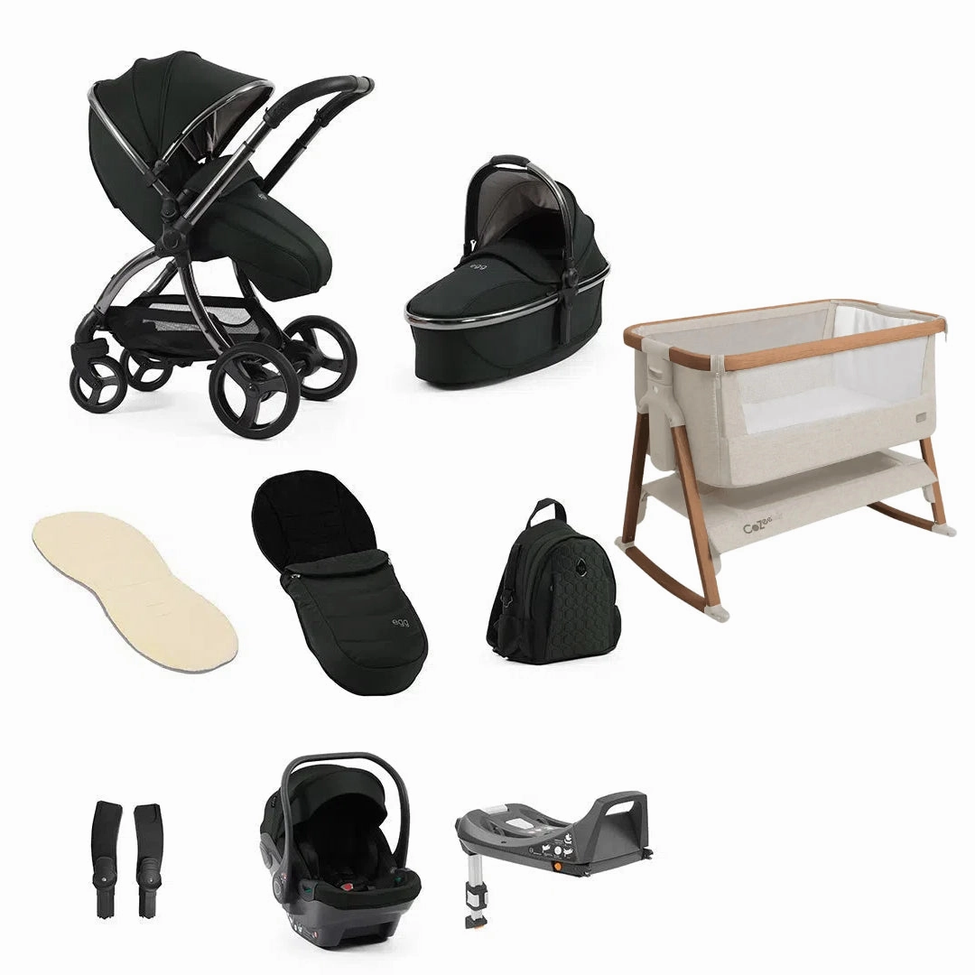 Egg3 With Cozee Air Bedside Crib Sleep Bundle - Black Olive