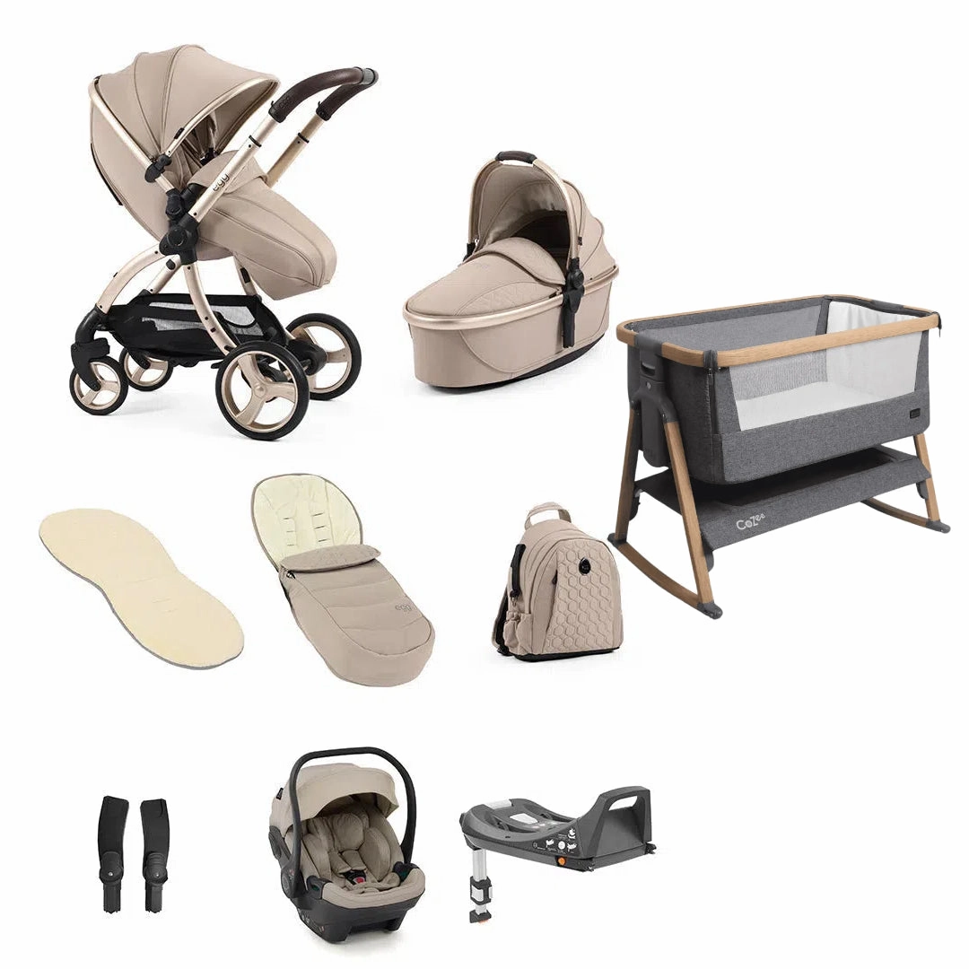 Egg3 With Cozee Air Bedside Crib Sleep Bundle - Feather