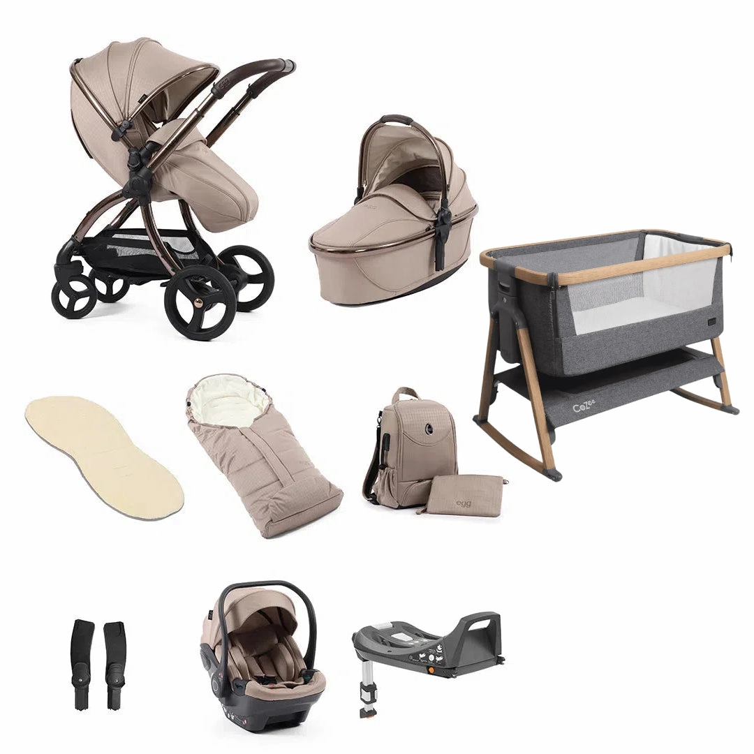Egg3 With Cozee Air Bedside Crib Sleep Bundle Special Edition - Houndstooth Almond