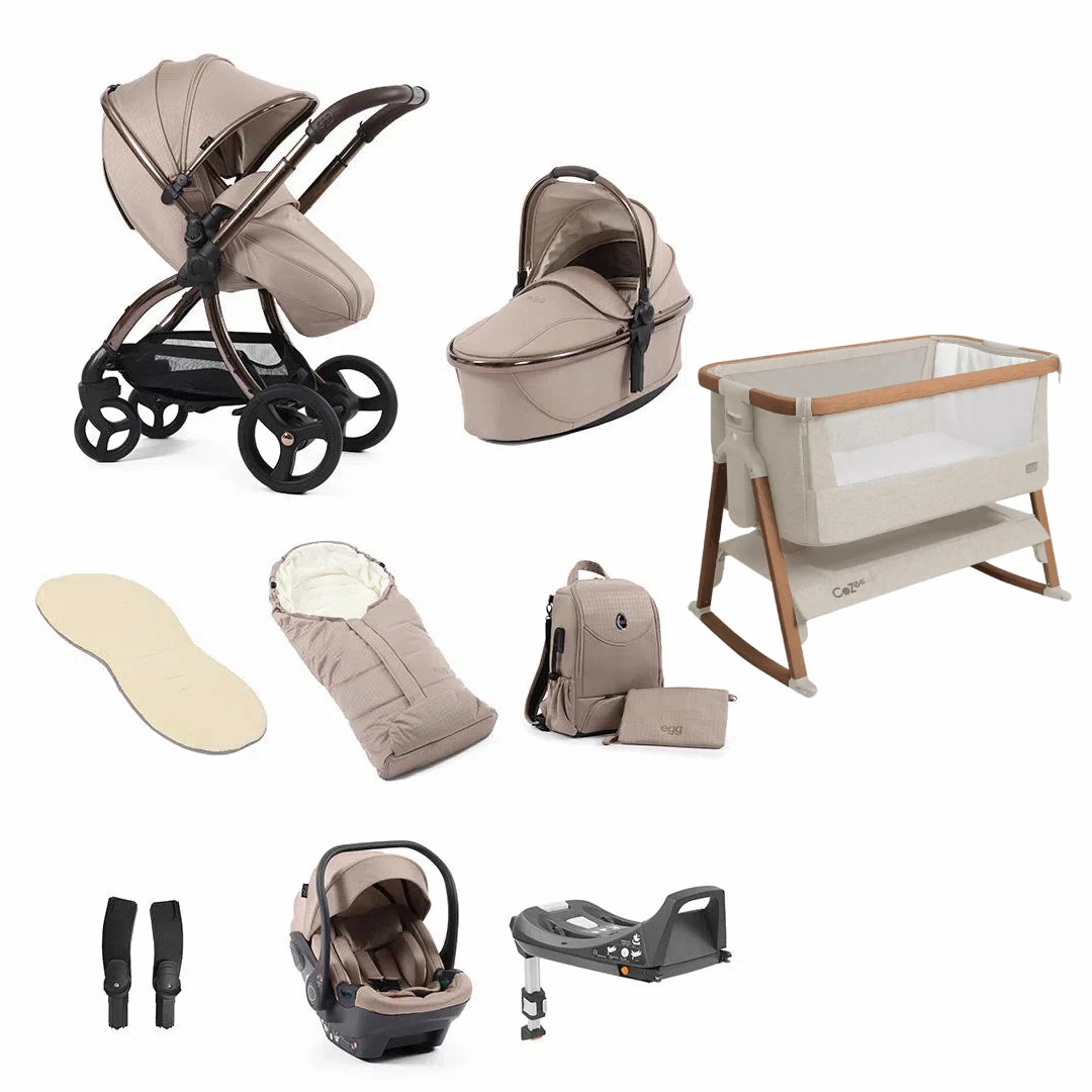Egg3 With Cozee Air Bedside Crib Sleep Bundle Special Edition - Houndstooth Almond